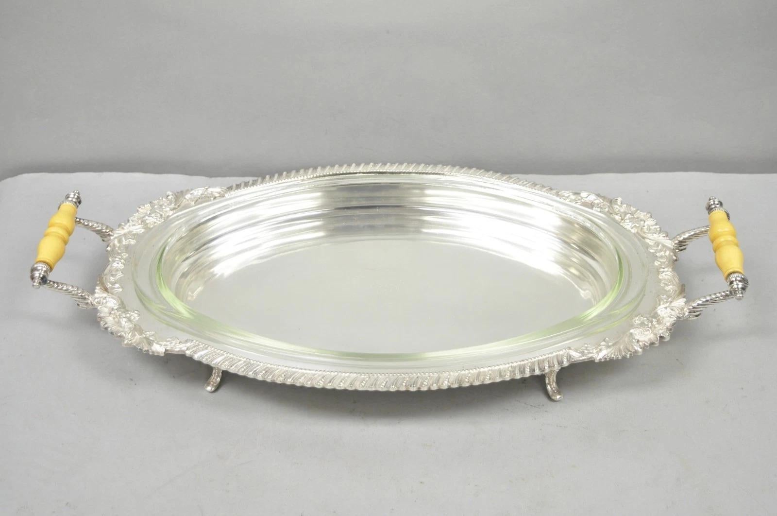 Antique Crown Silver Victorian Silver Plated Large Footed Serving Dish Platter For Sale 11