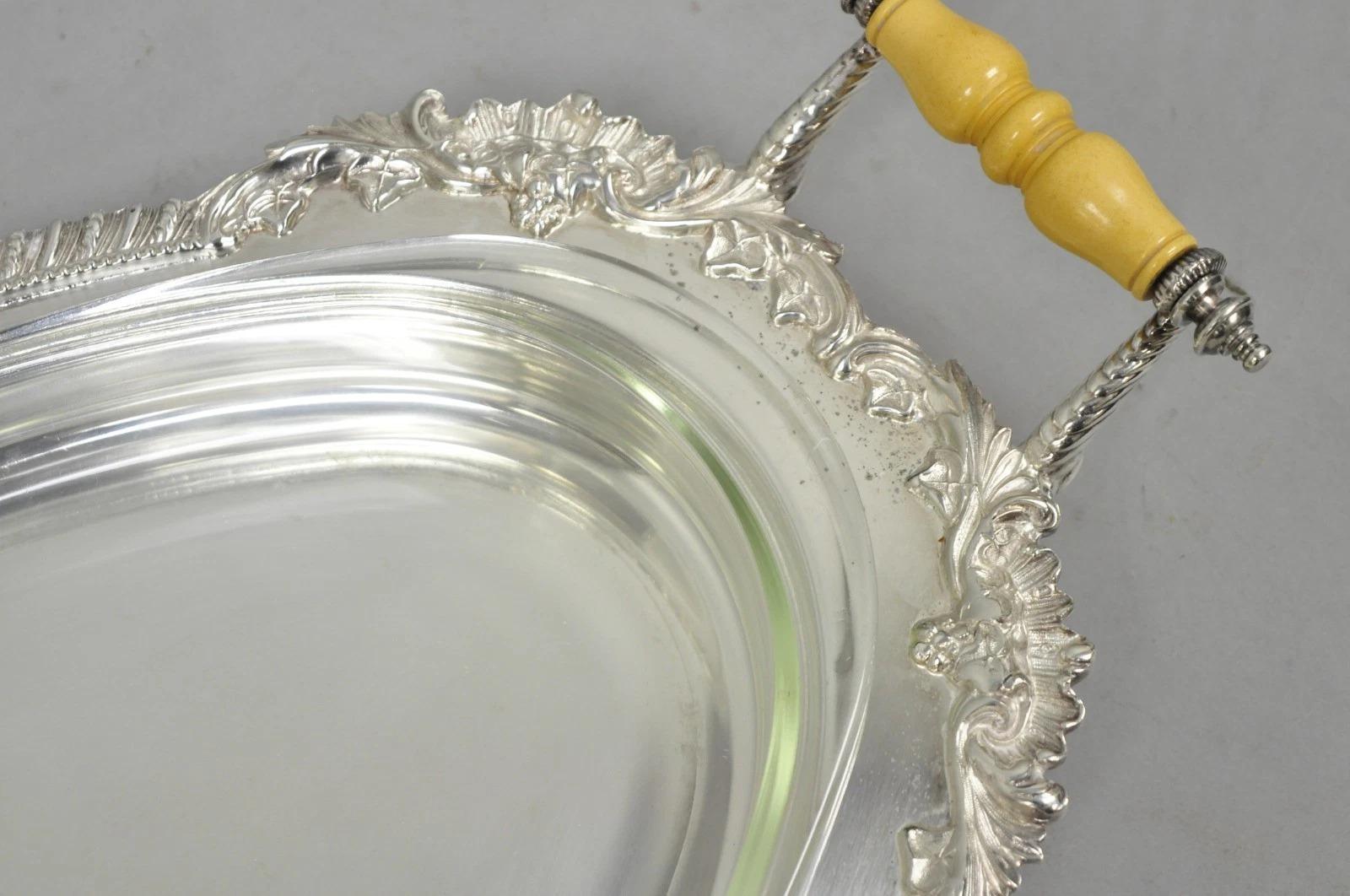 Antique Crown Silver Victorian Silver Plated Large Footed Serving Dish Platter For Sale 1