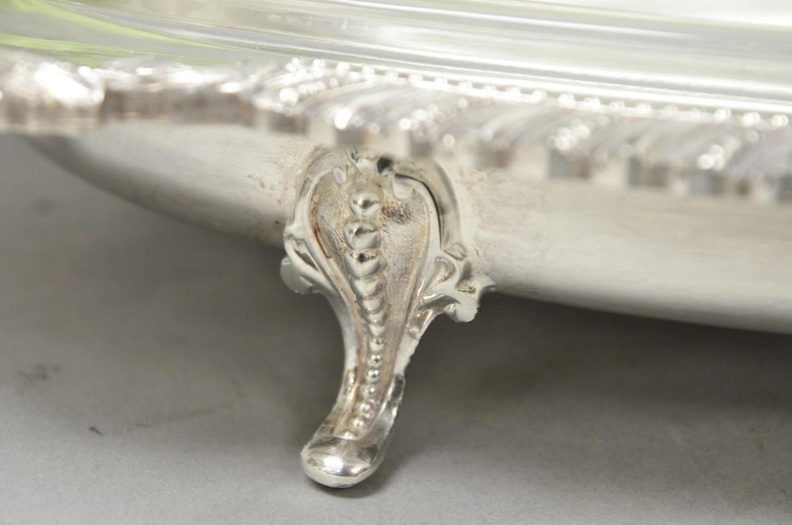 Antique Crown Silver Victorian Silver Plated Large Footed Serving Dish Platter For Sale 2