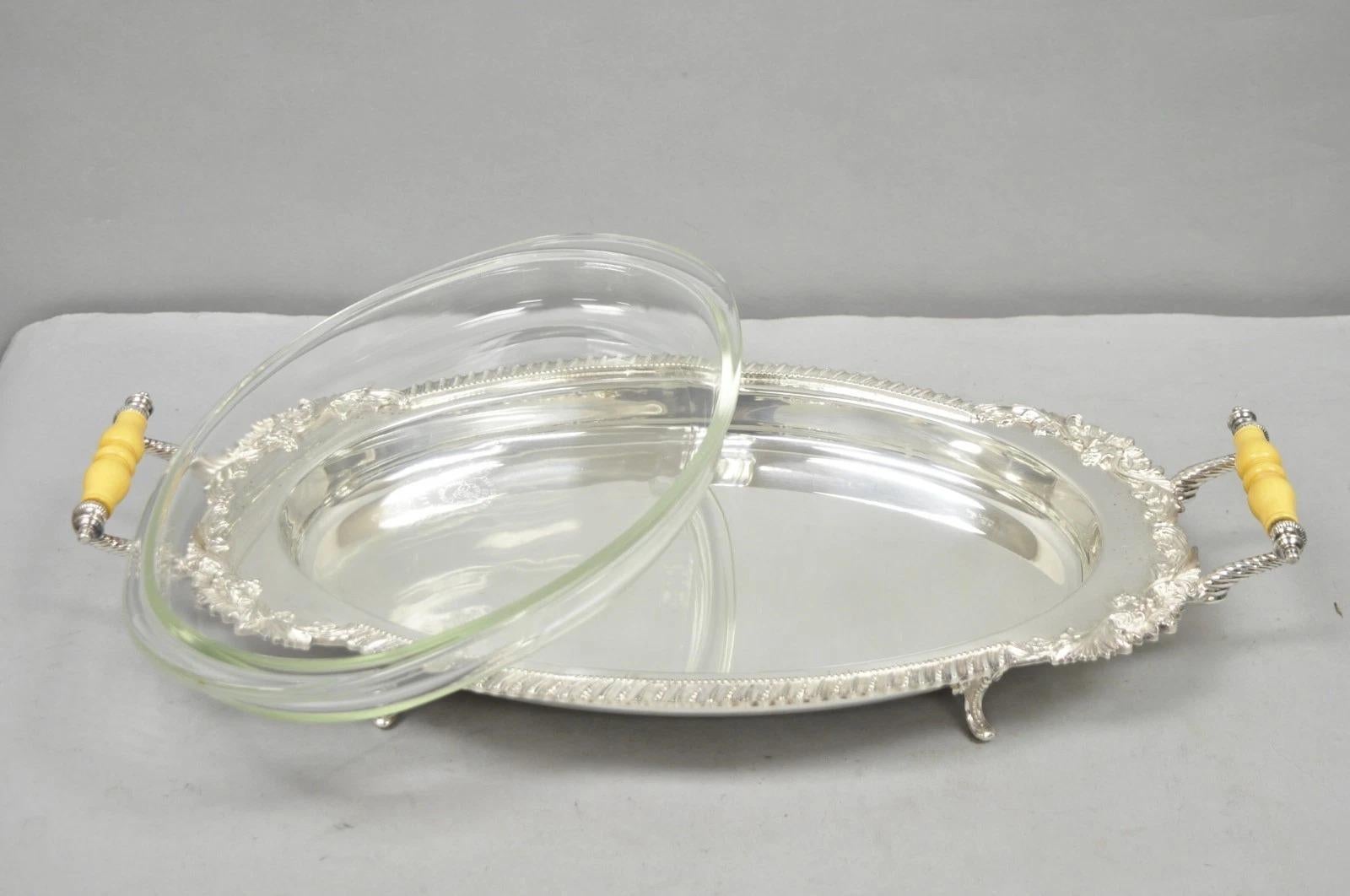 Antique Crown Silver Victorian Silver Plated Large Footed Serving Dish Platter For Sale 3