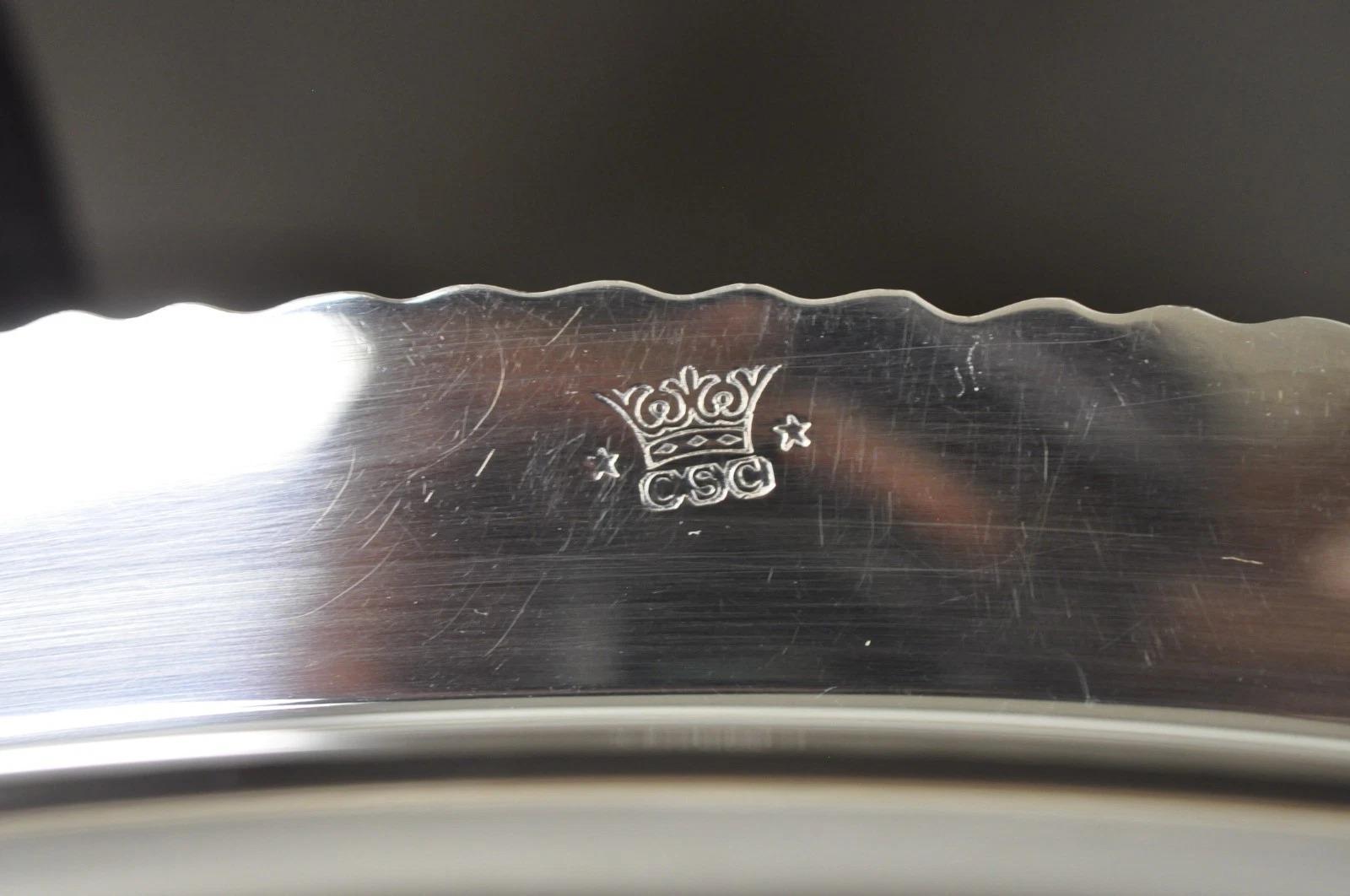 Antique Crown Silver Victorian Silver Plated Large Footed Serving Dish Platter For Sale 5