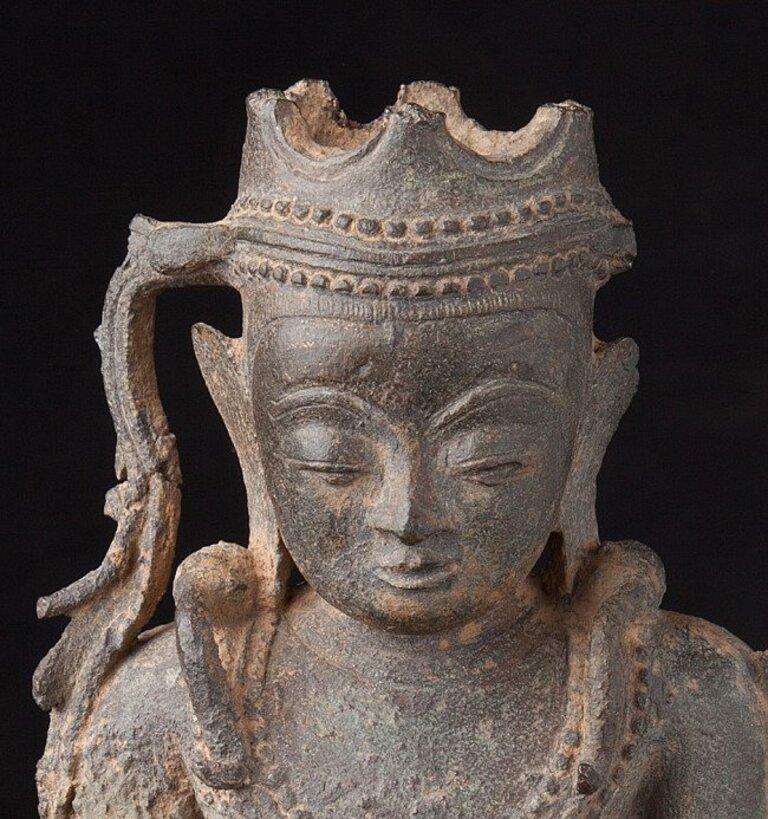 Antique Crowned Buddha Fragment from Burma Original Buddhas For Sale 5