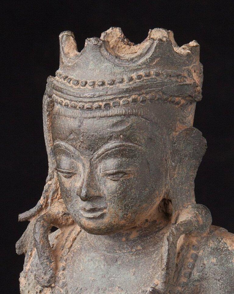 Antique Crowned Buddha Fragment from Burma Original Buddhas For Sale 6