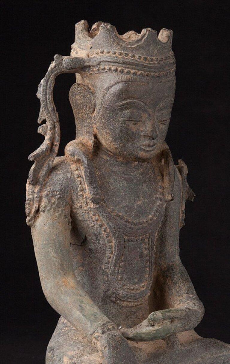 Antique Crowned Buddha Fragment from Burma Original Buddhas For Sale 1
