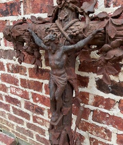 Antique Crucifix Cross Cast Iron Garden Architectural Chapel Church Cemetery #1
