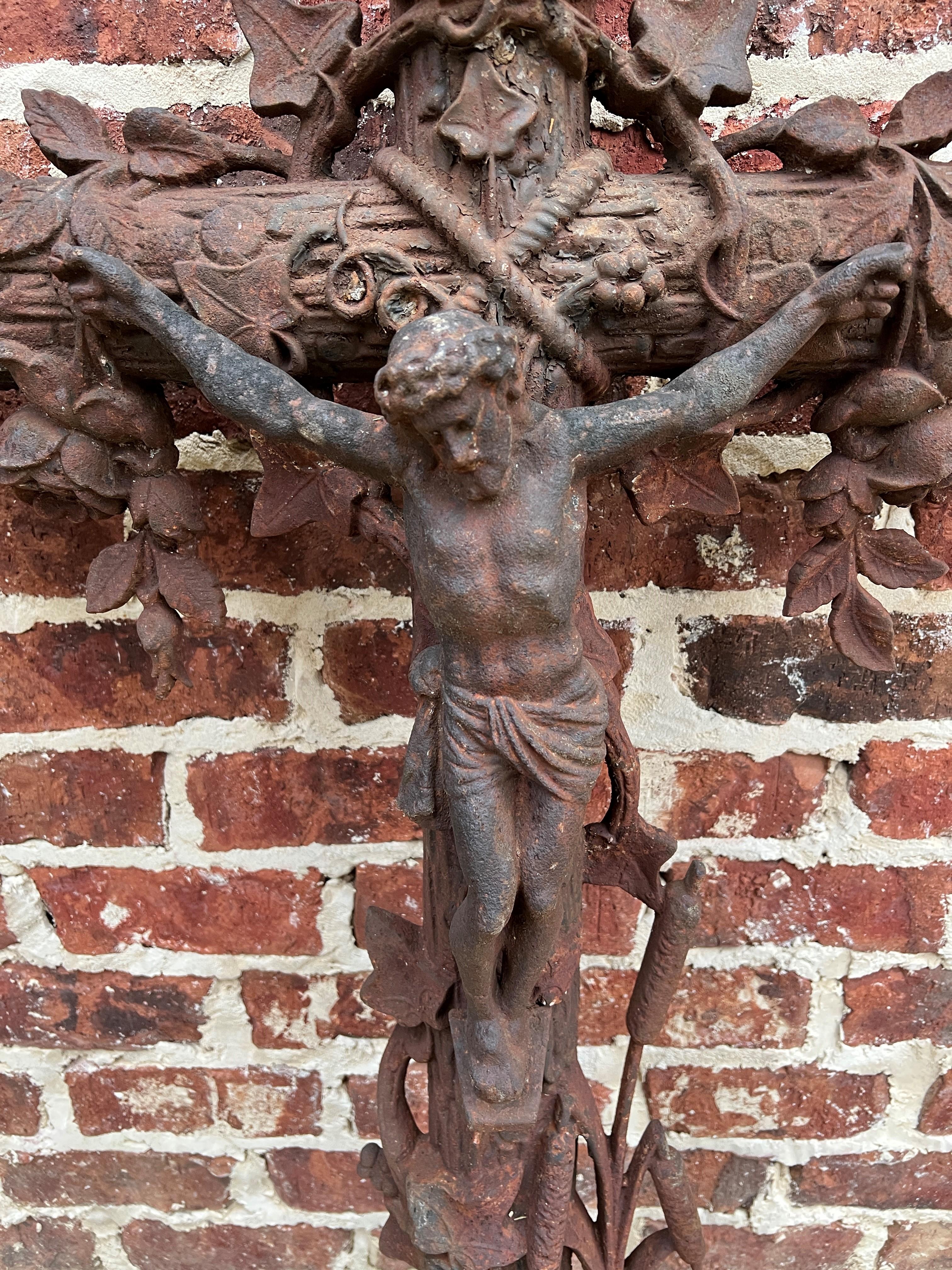 Antique Crucifix Cross Cast Iron Garden Architectural Chapel Church Cemetery #1 For Sale 1