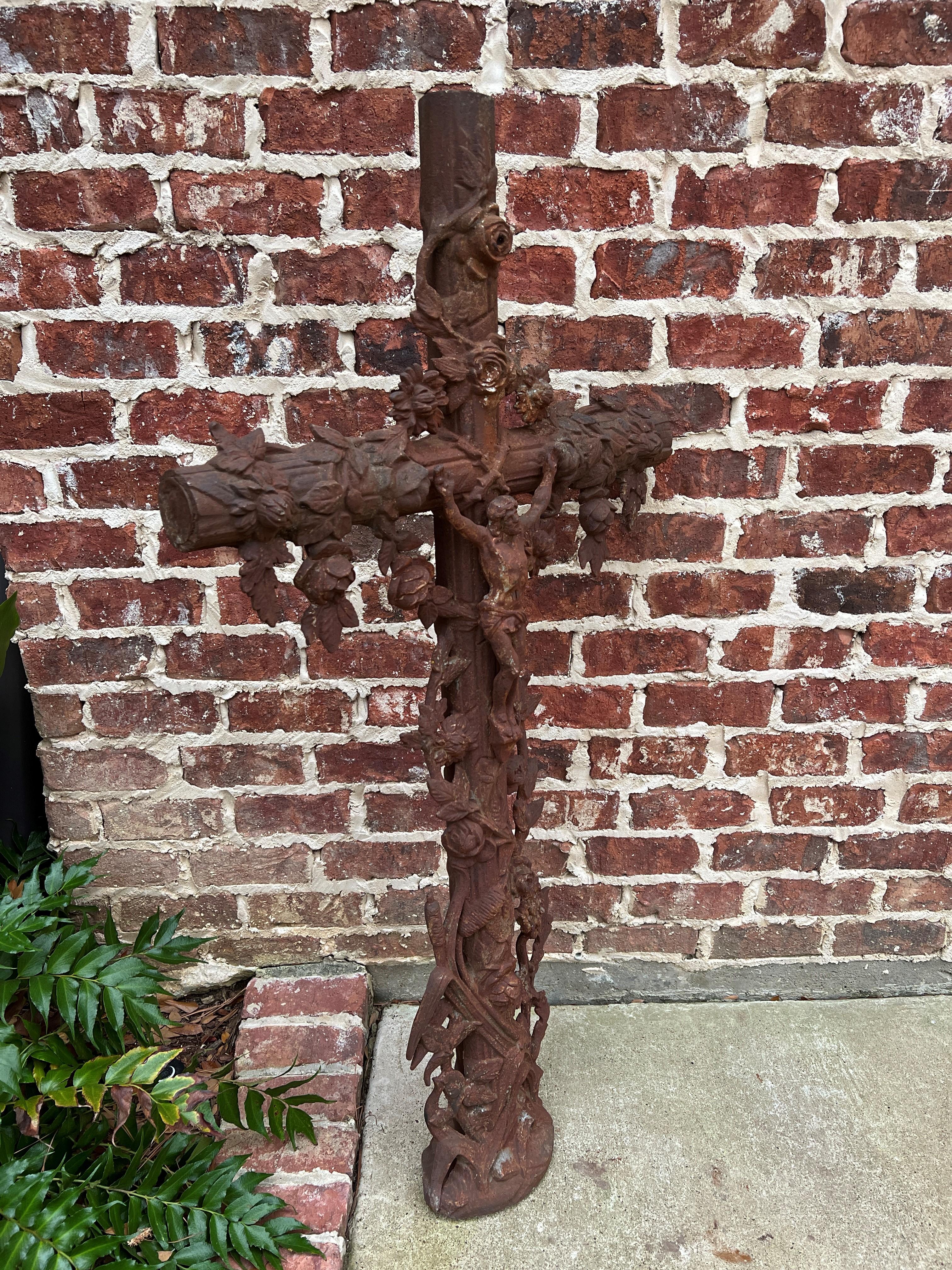 Antique Crucifix Cross Cast Iron Garden Architectural Chapel Church Cemetery #2 For Sale 3