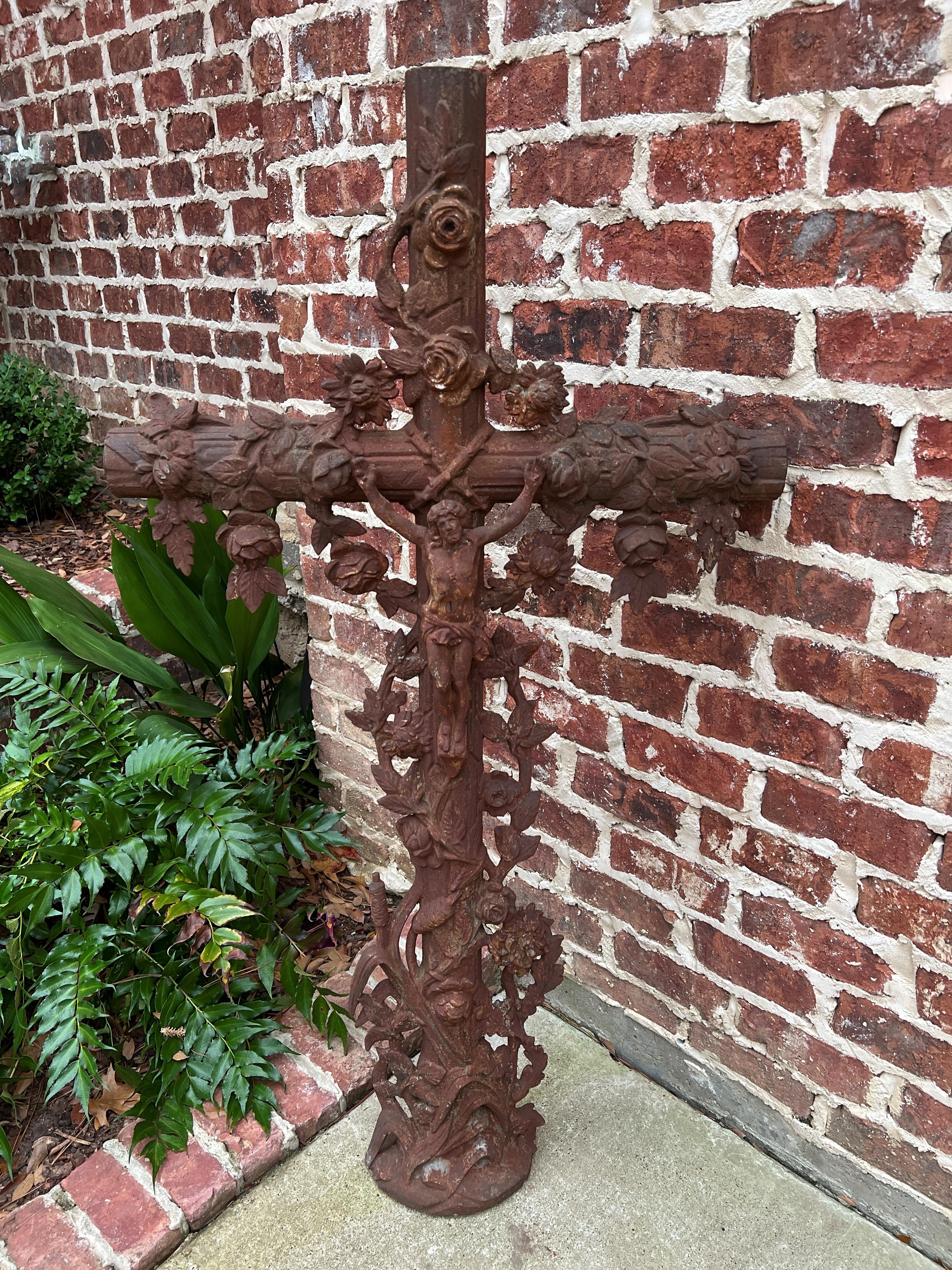 Antique Crucifix Cross Cast Iron Garden Architectural Chapel Church Cemetery #2 For Sale 5