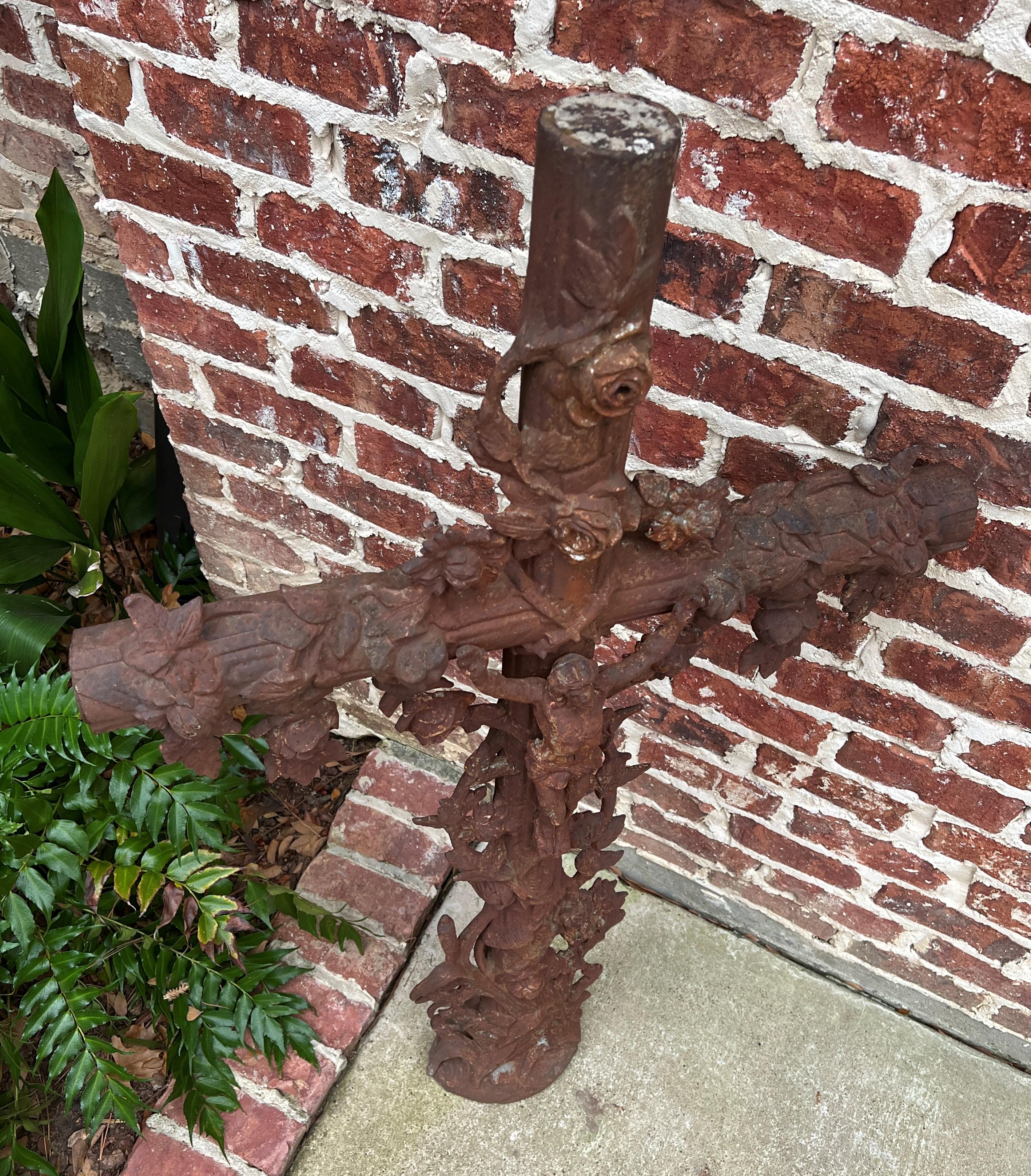 Antique Crucifix Cross Cast Iron Garden Architectural Chapel Church Cemetery #2 For Sale 5