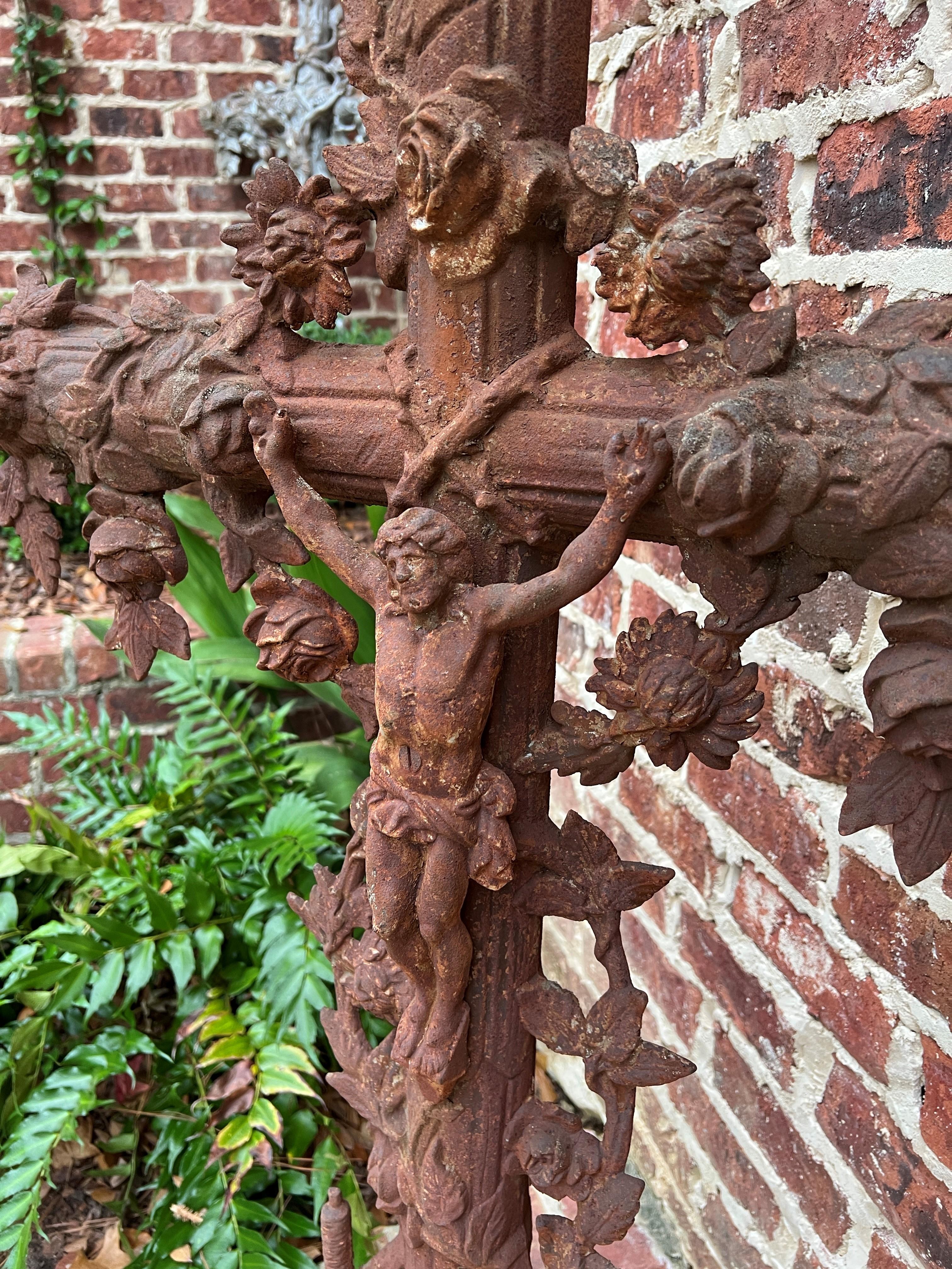 Antique Crucifix Cross Cast Iron Garden Architectural Chapel Church Cemetery #2 For Sale 1