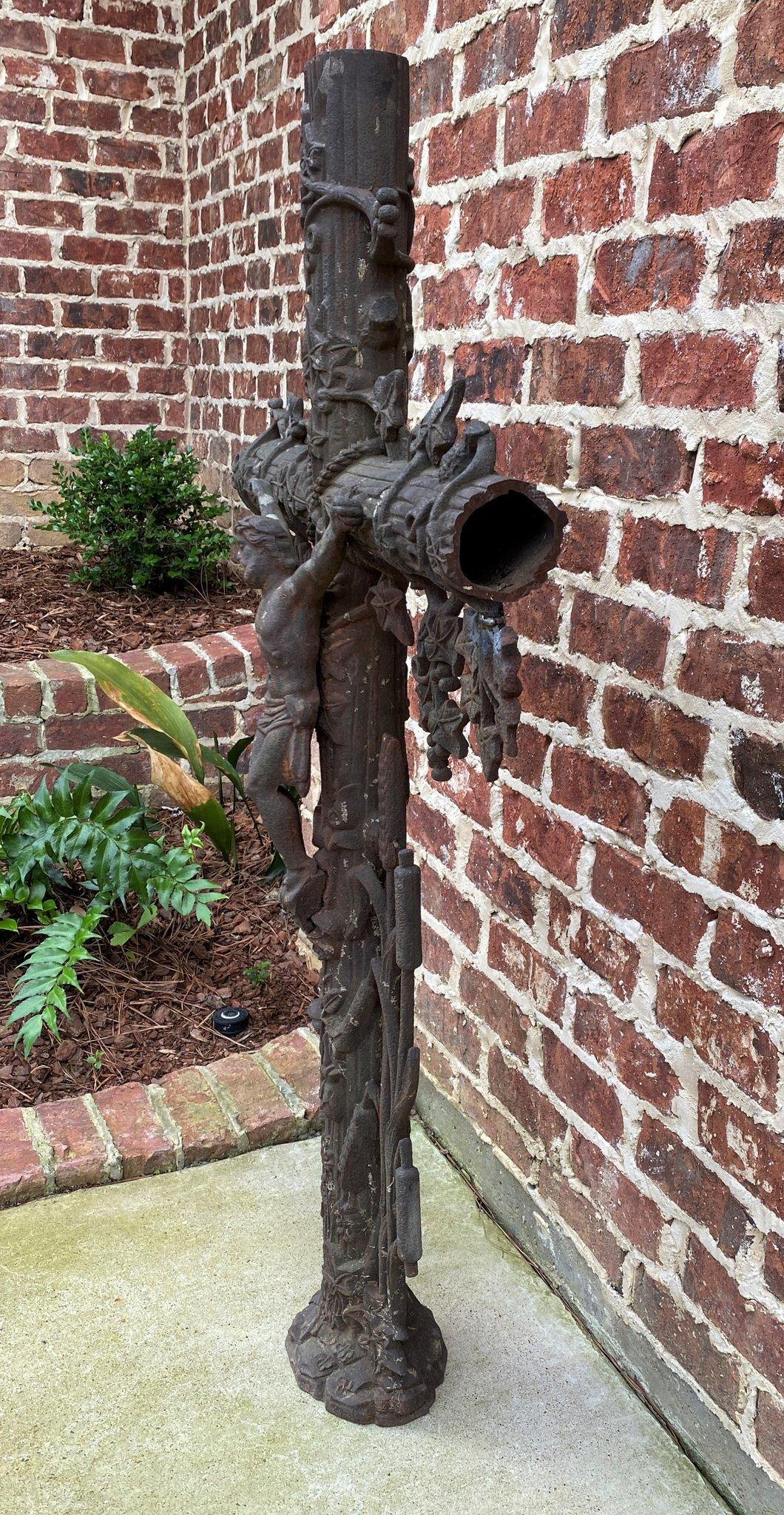 Antique Crucifix Cross Cast Iron Garden Architectural Chapel Church Cemetery In Good Condition In Tyler, TX