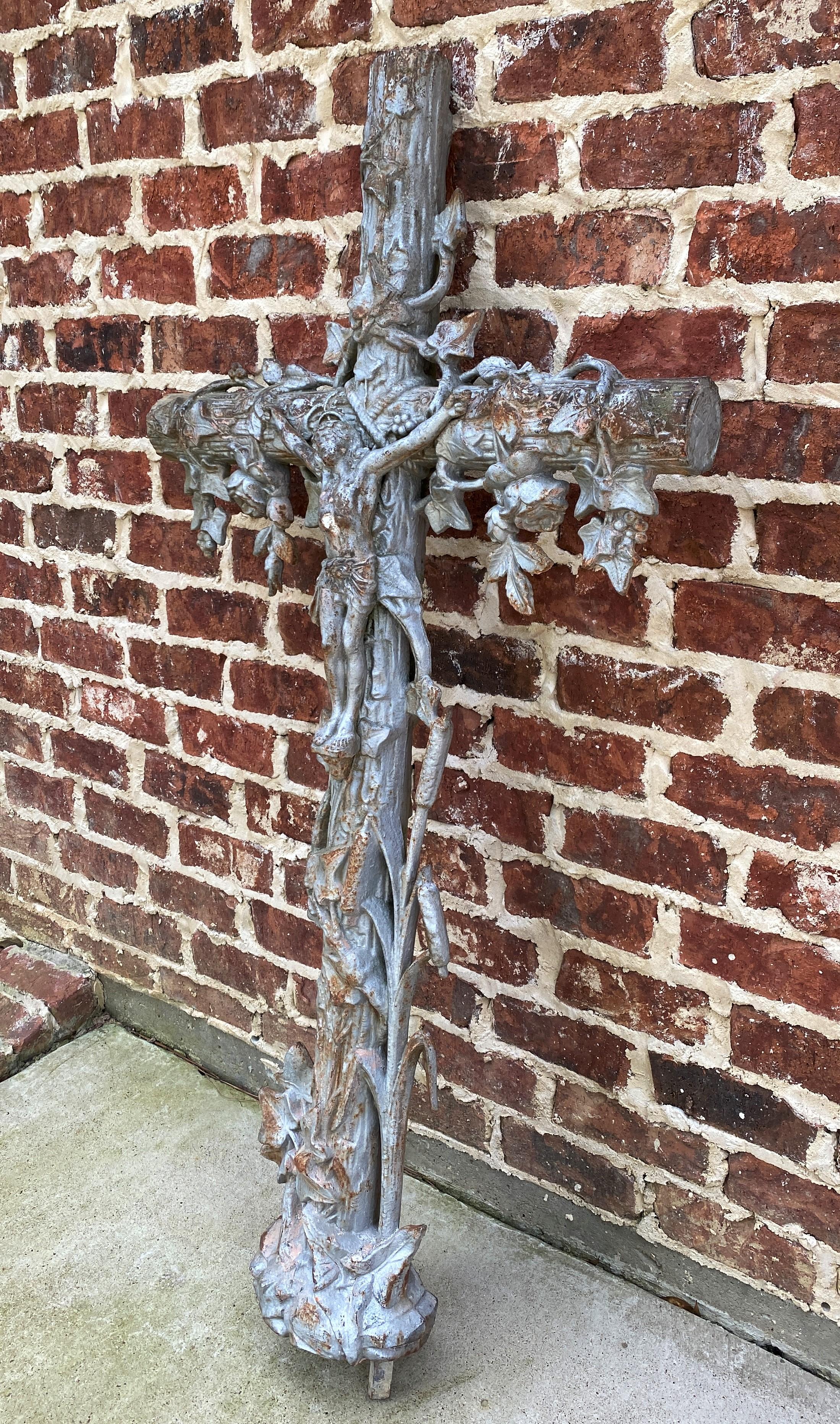 Antique Crucifix Cross Cast Iron Garden Architectural Chapel Church Cemetery 5