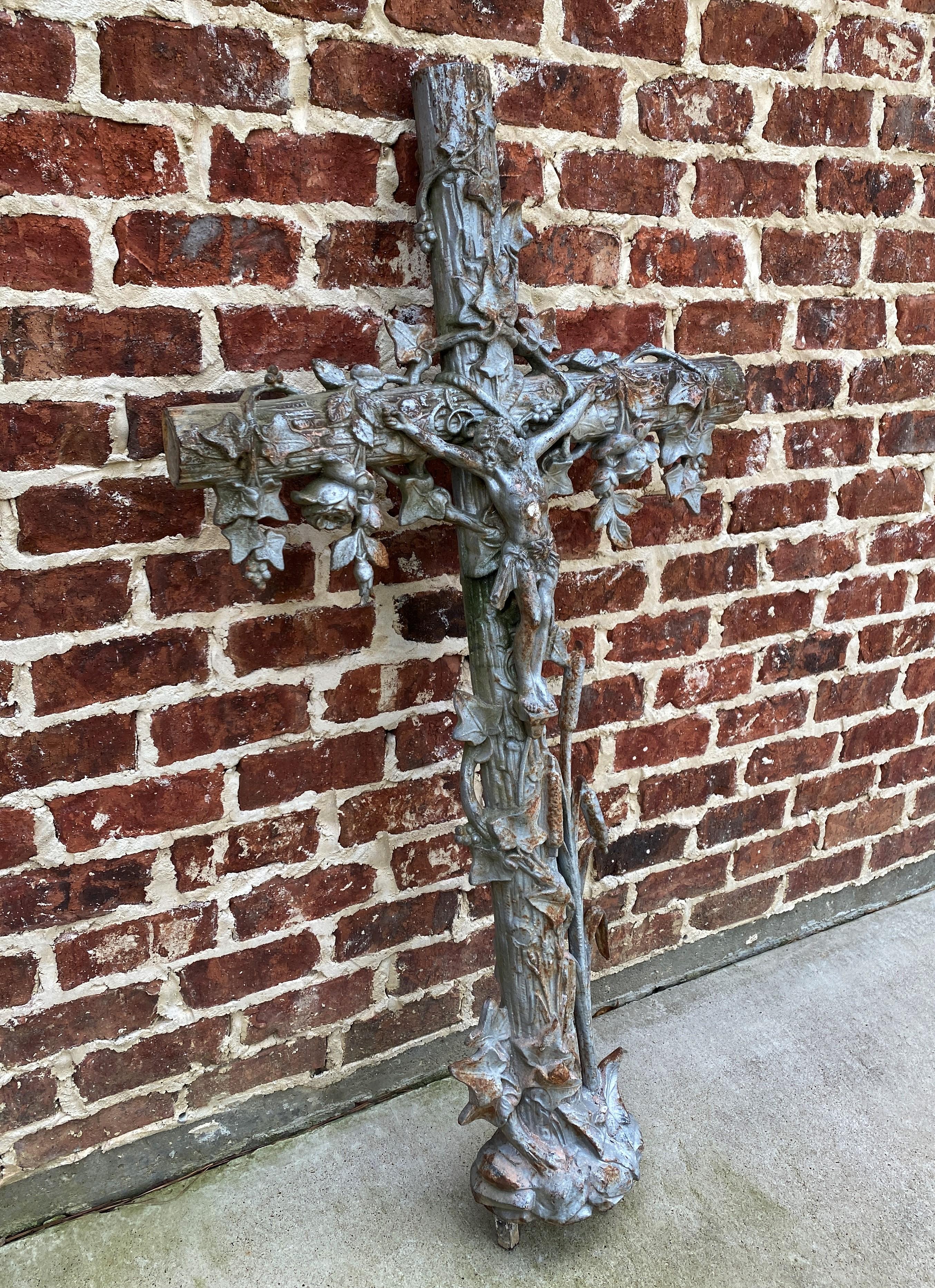 Victorian Antique Crucifix Cross Cast Iron Garden Architectural Chapel Church Cemetery
