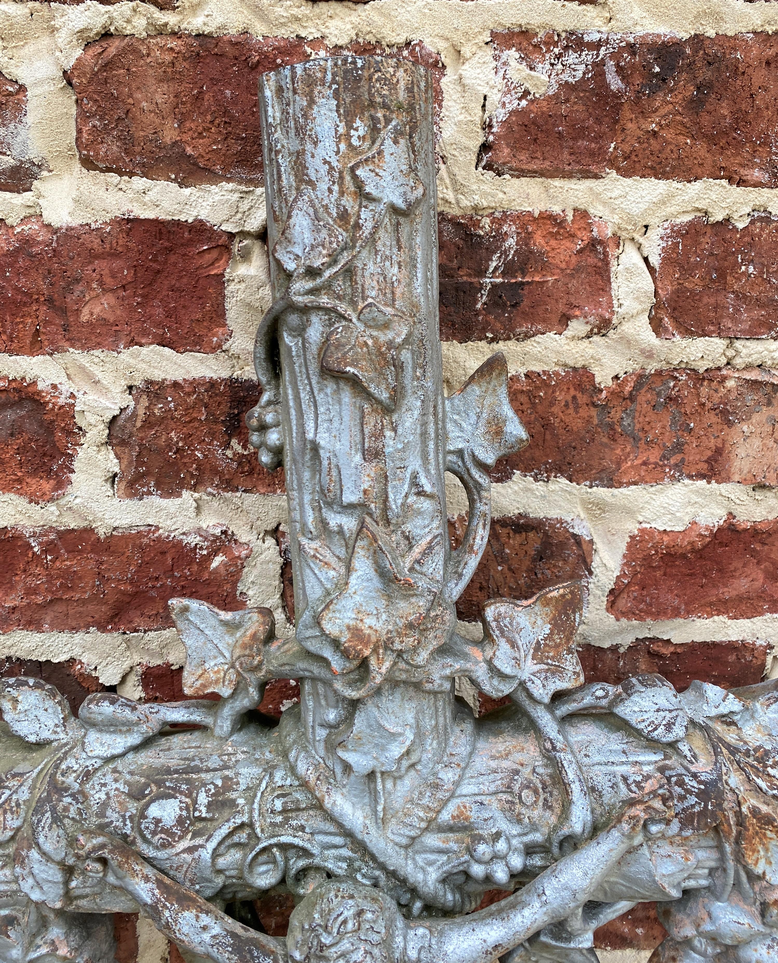 Early 20th Century Antique Crucifix Cross Cast Iron Garden Architectural Chapel Church Cemetery
