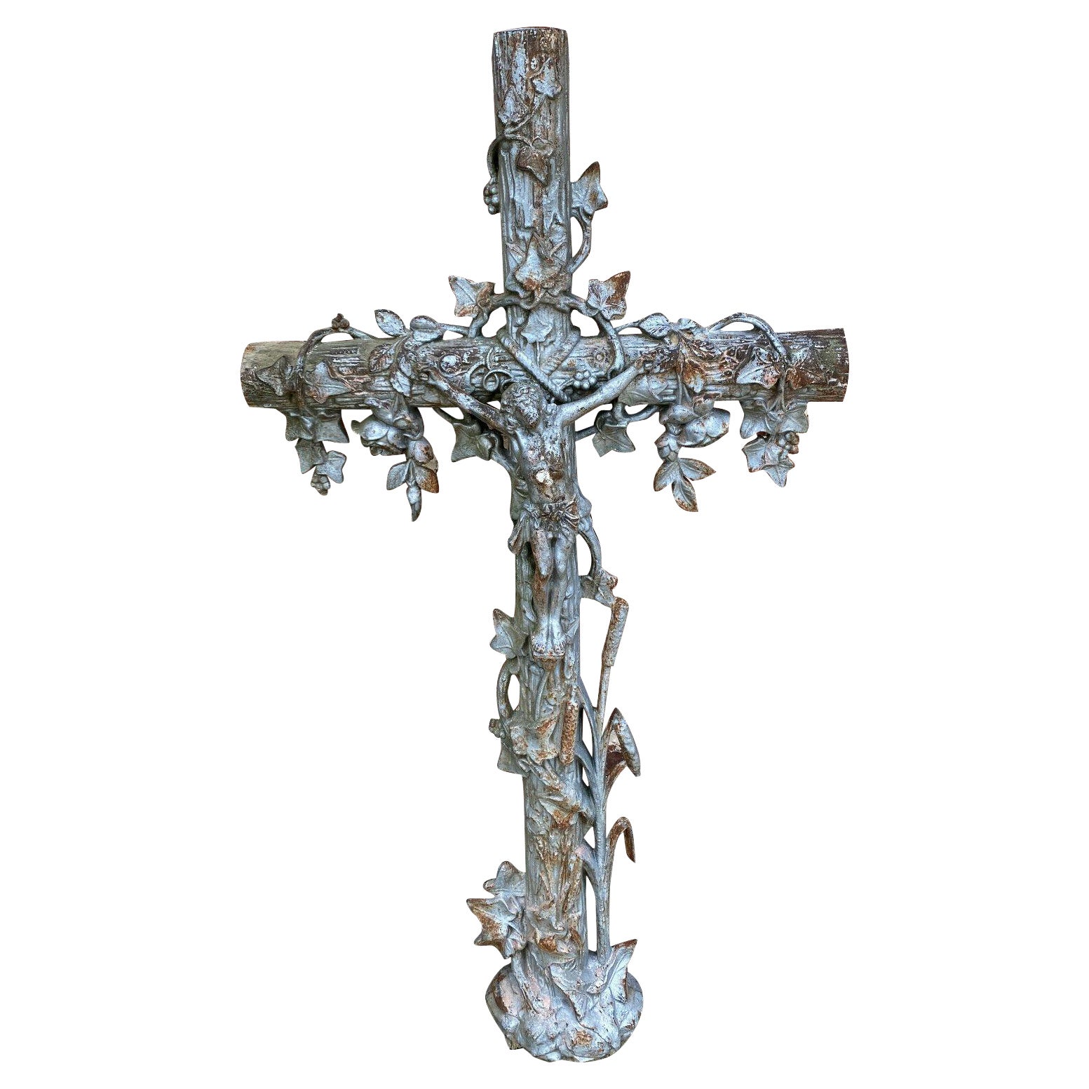 Antique Crucifix Cross Cast Iron Garden Architectural Chapel Church Cemetery