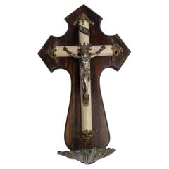 Antique Crucifix Holy Water Font French Napoleon III