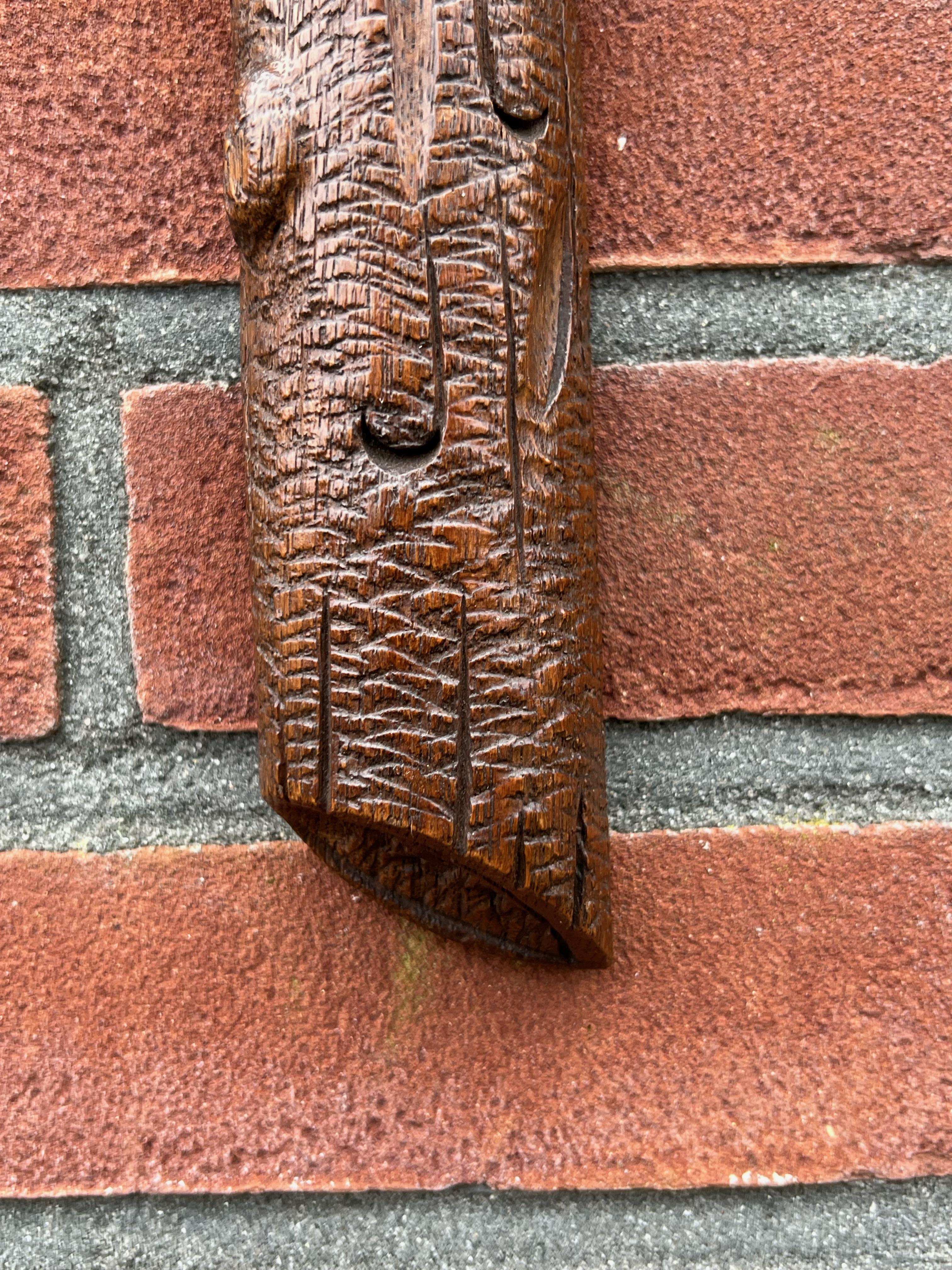 Antique Crucifix w. Fine Bronze Corpus and Stunning Hand Carved Nutwood Cross 10