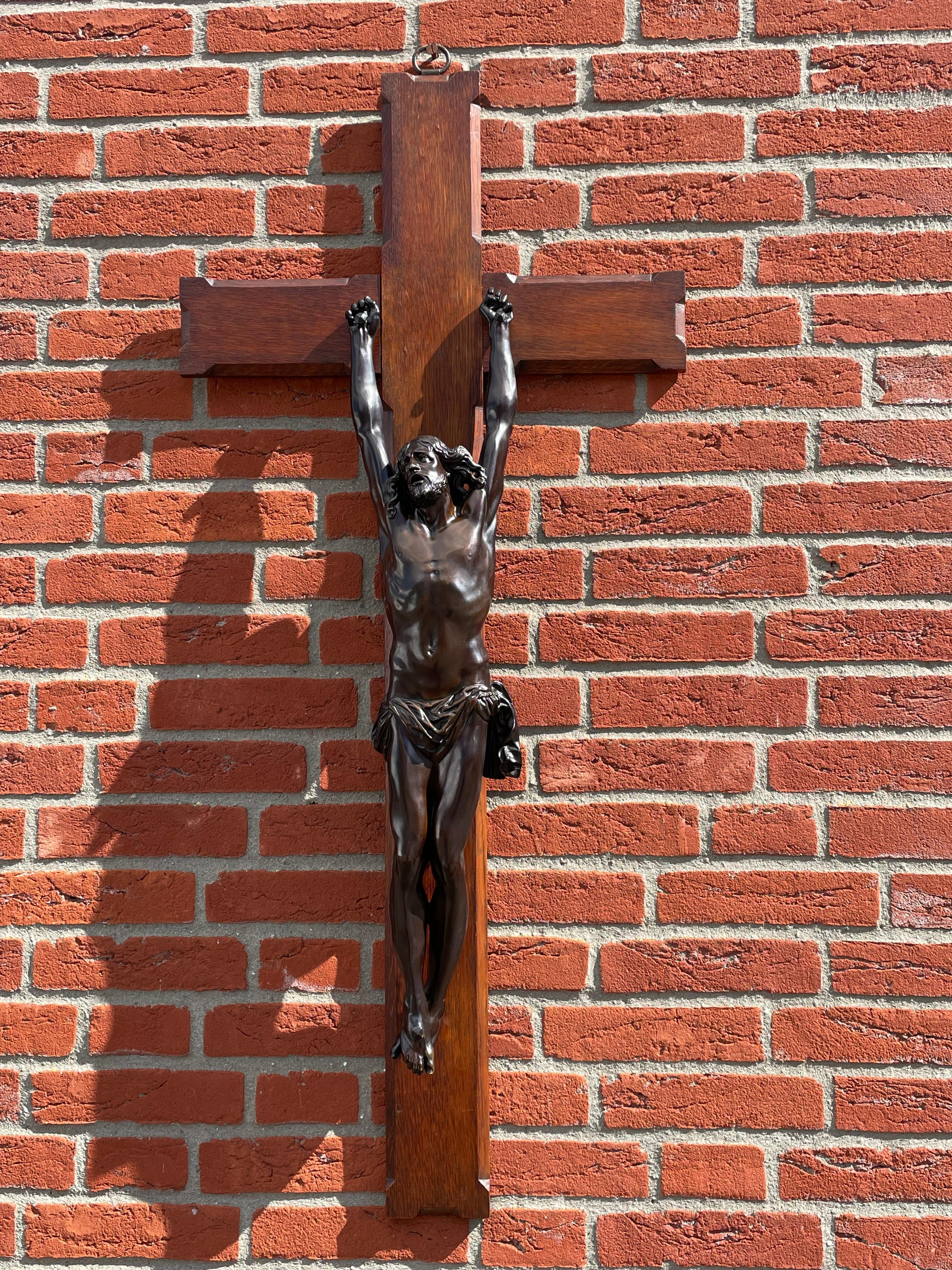 Amazing antique bronze sculpture of Jesus on the cross.

This bronze sculpture of Christ is a powerful reminder of His agony and suffering on the cross. Much has changed in society since the life of Christ, but there are still many signs that we are