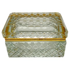 Antique Crystal and Gilt Brass Dresser Casket / Box