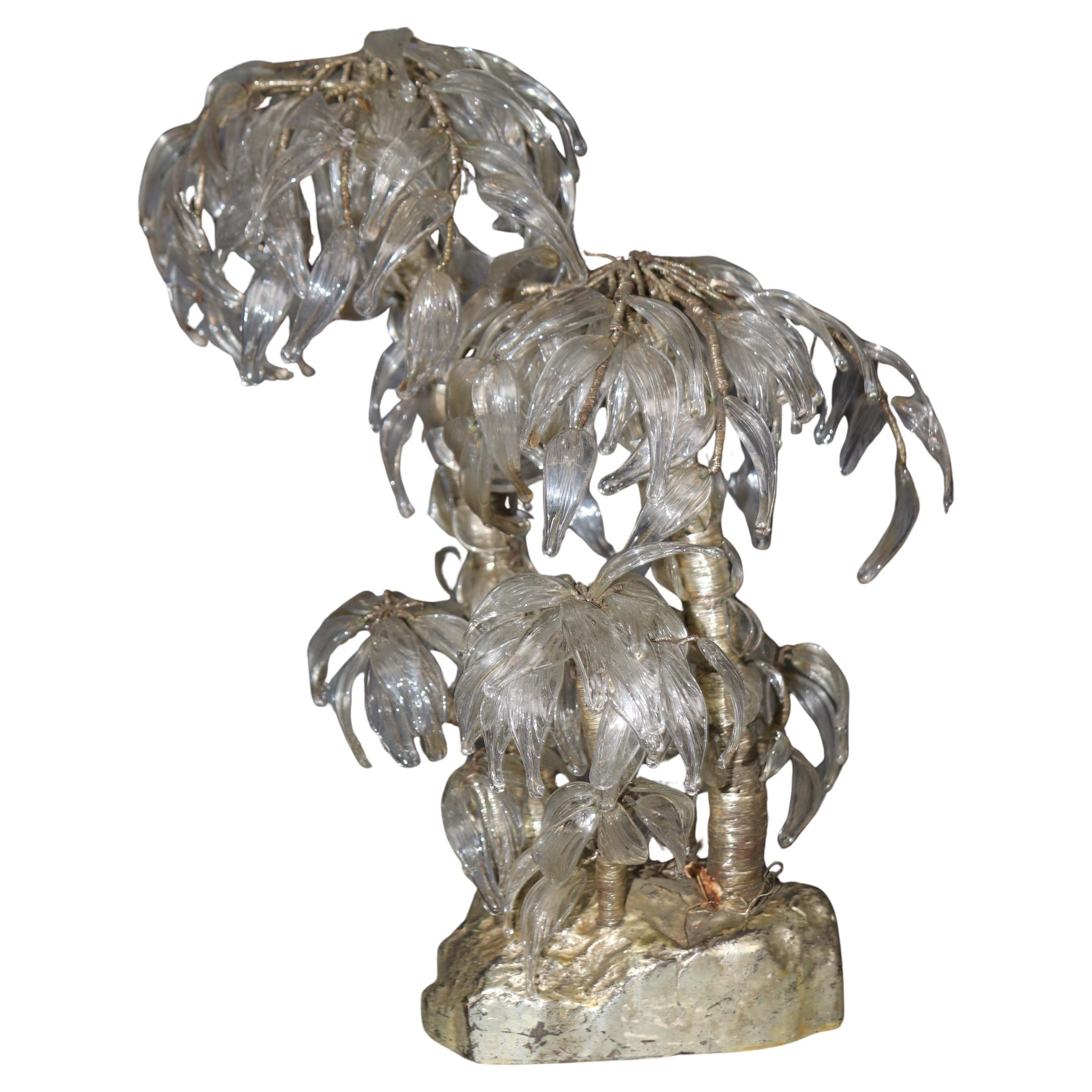 Antique Crystal and Metal Wrapped Palm Tree Attributed to Maison Baguès