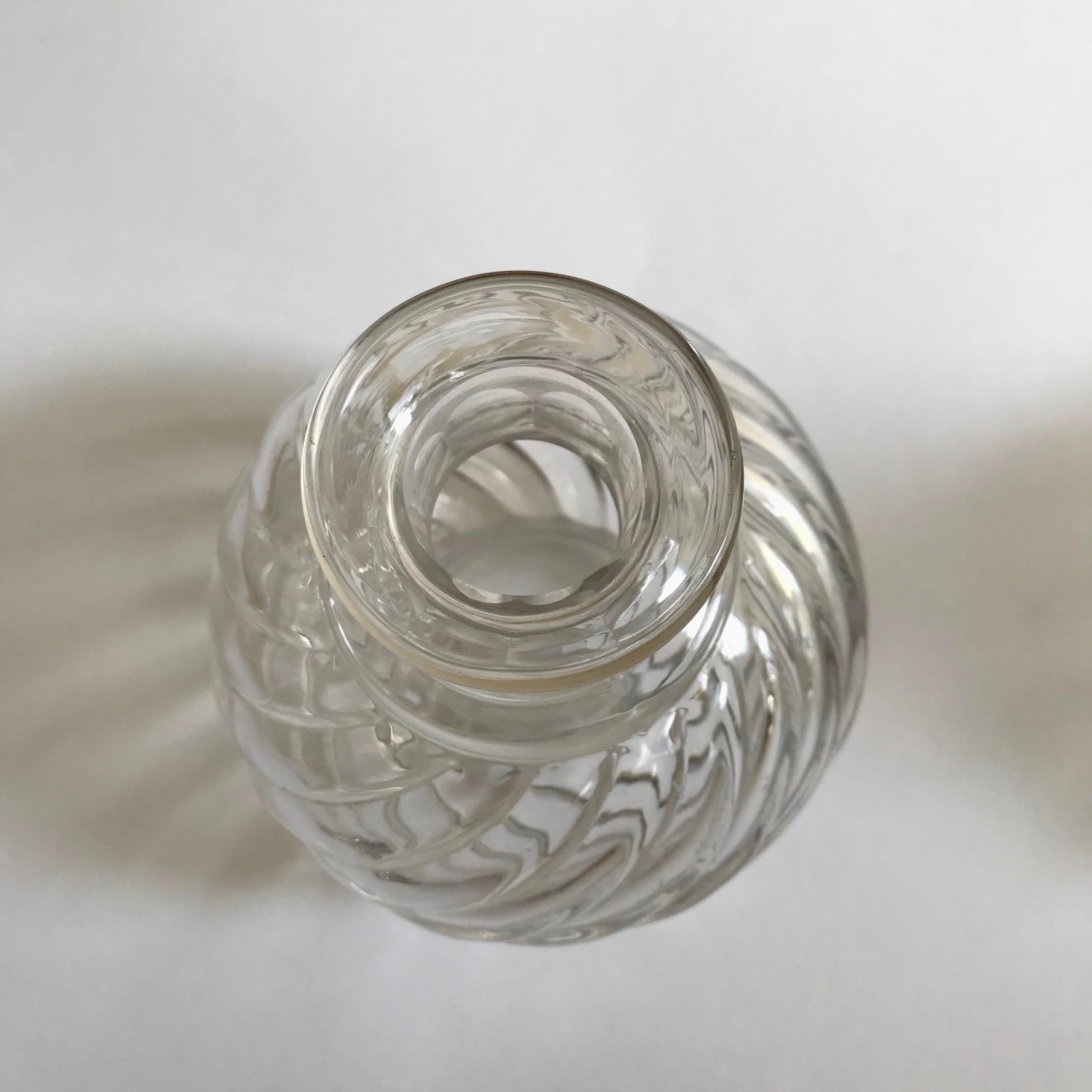 Antique Crystal Bamboo Swirl Perfume Bottles by Baccarat In Good Condition In London, GB