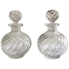 Antique Crystal Bamboo Swirl Perfume Bottles by Baccarat