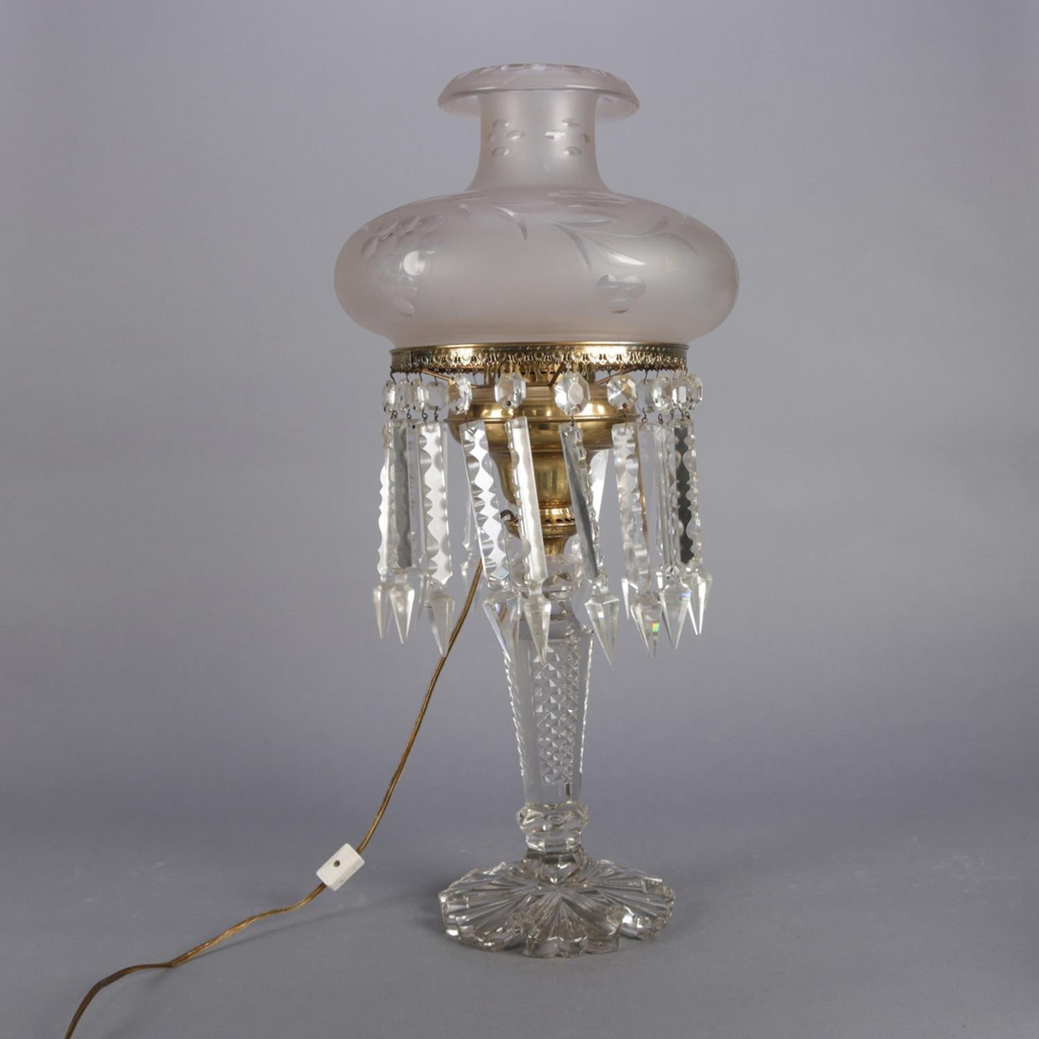 antique lamps with hanging crystals
