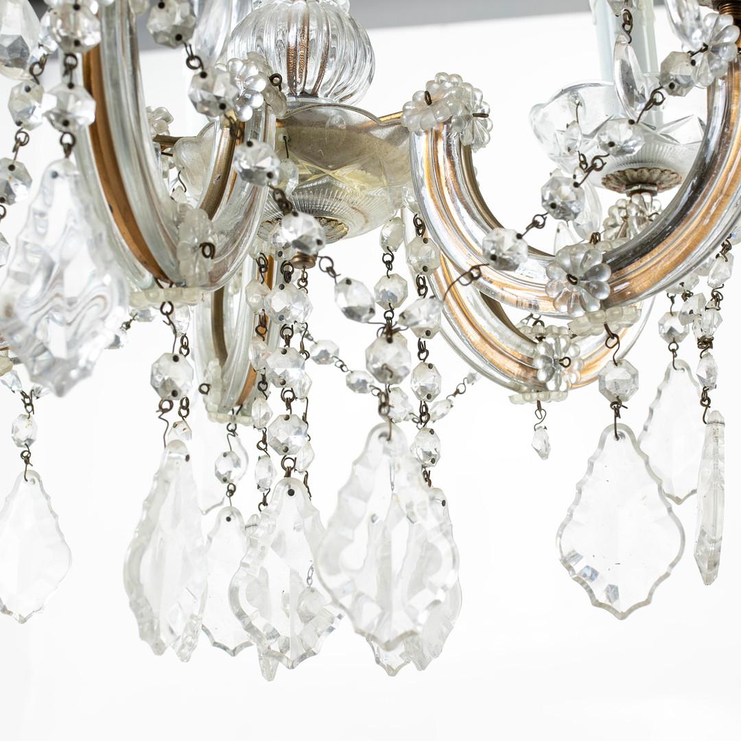 Swedish Antique Crystal CEILING LAMP Pendant Venetian Style Hollywood Regency Chandelier For Sale