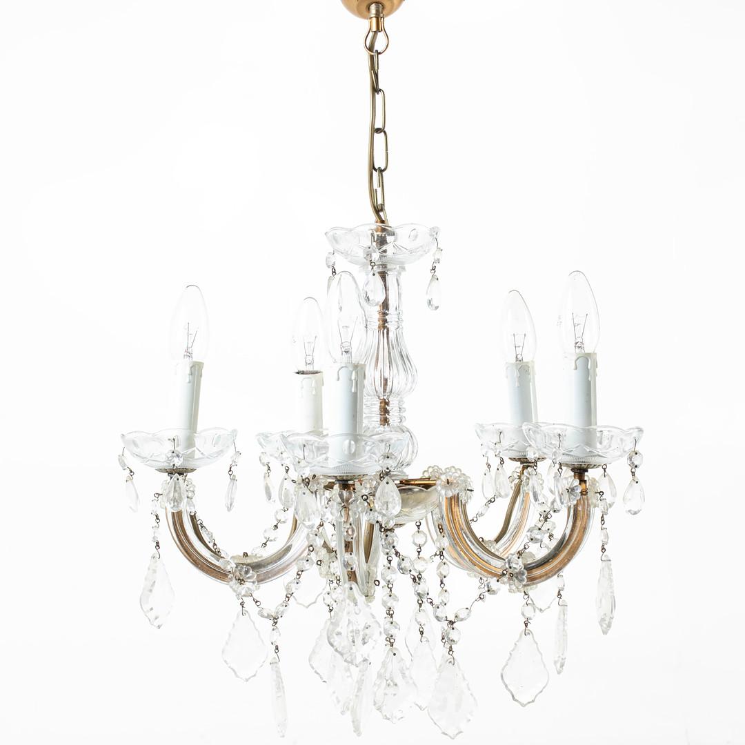 Antique Crystal CEILING LAMP Pendant Venetian Style Hollywood Regency Chandelier In Excellent Condition For Sale In Hampshire, GB