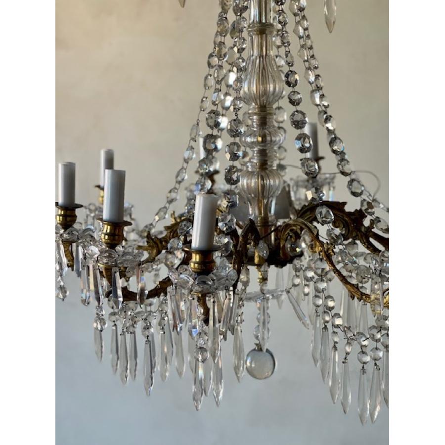 French Antique Crystal Chandelier, 19th Century For Sale