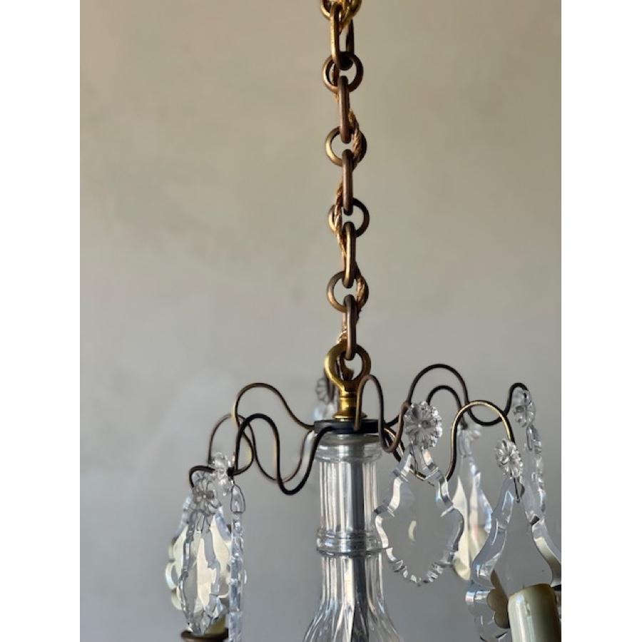 Brass Antique Crystal Chandelier, 19th Century For Sale