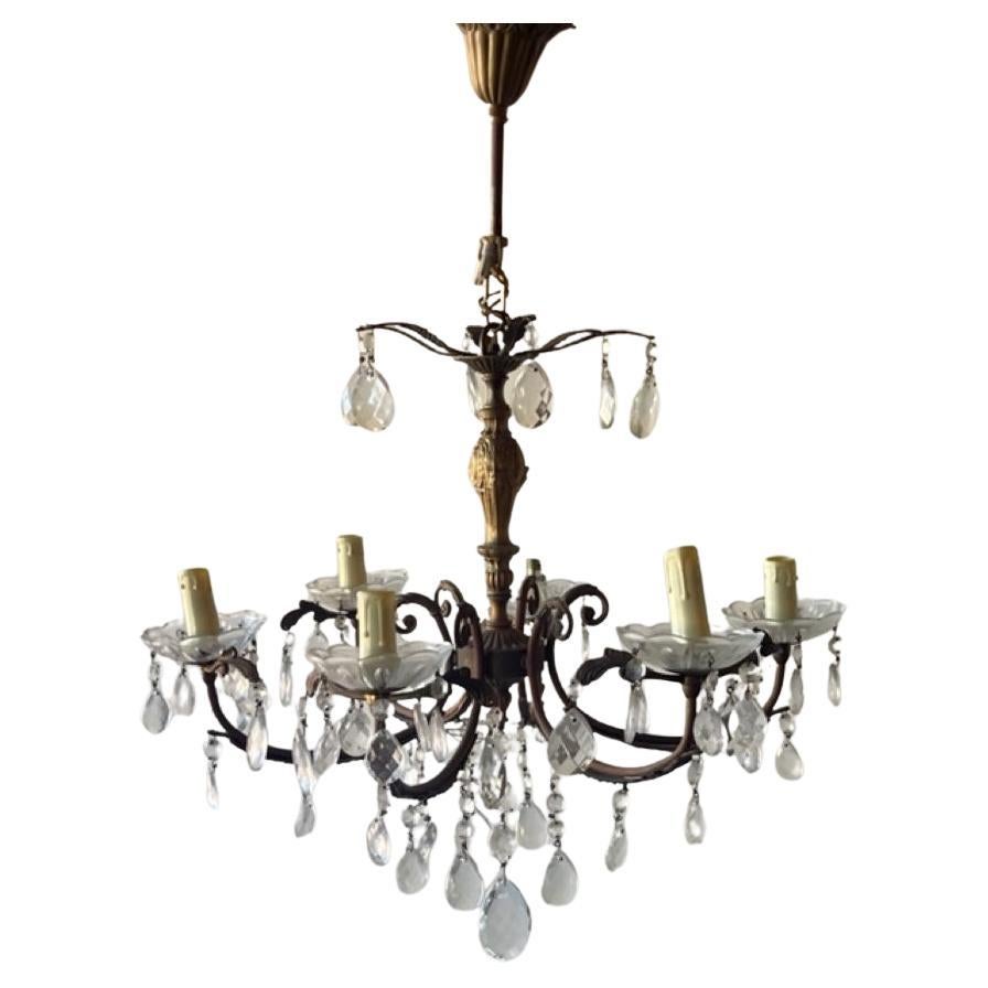 Antique Crystal Chandelier, 19th Century For Sale