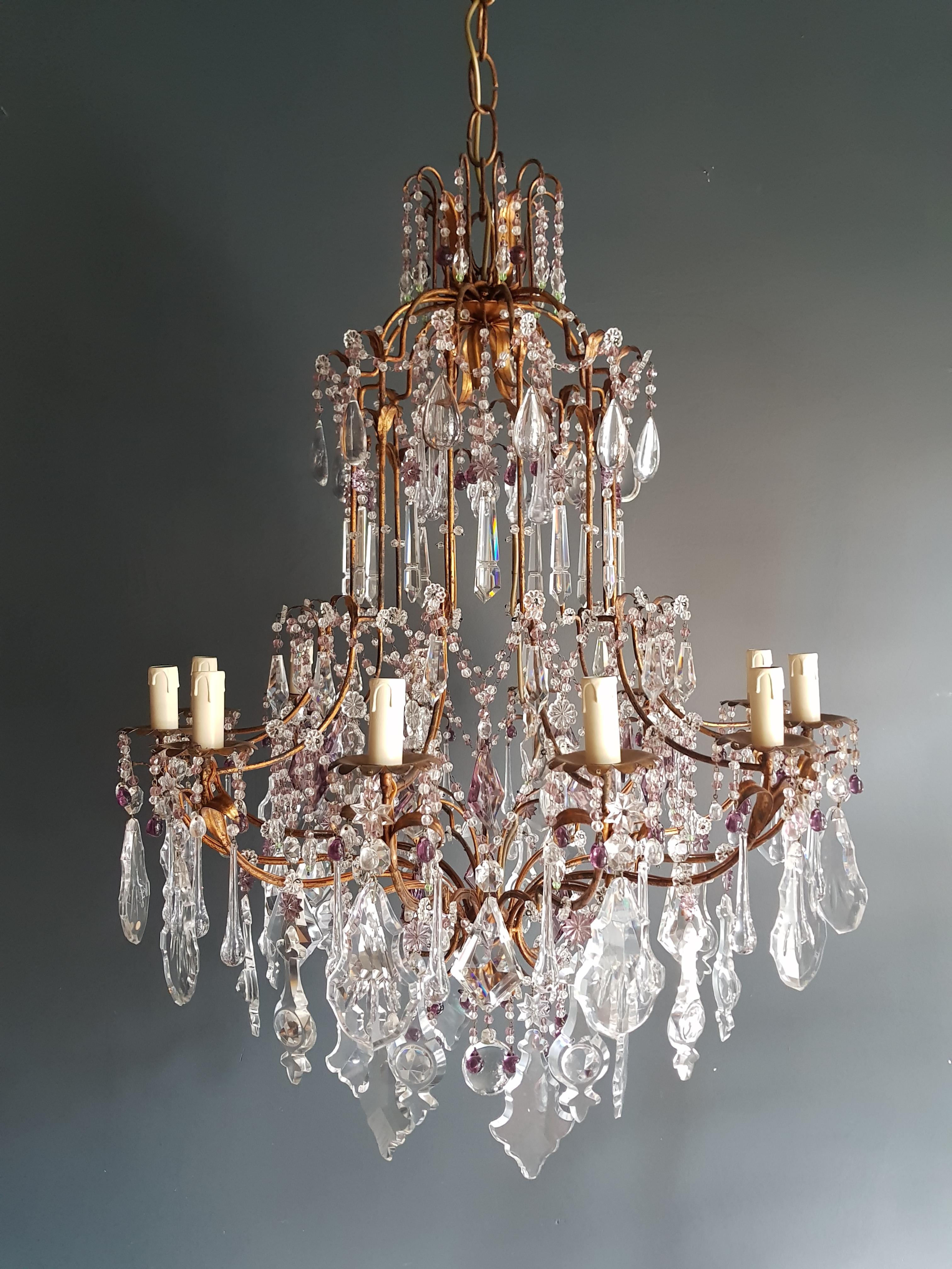Antique Crystal Chandelier Ceiling Lamp Murano Florentiner Lustre Art Nouveau 2