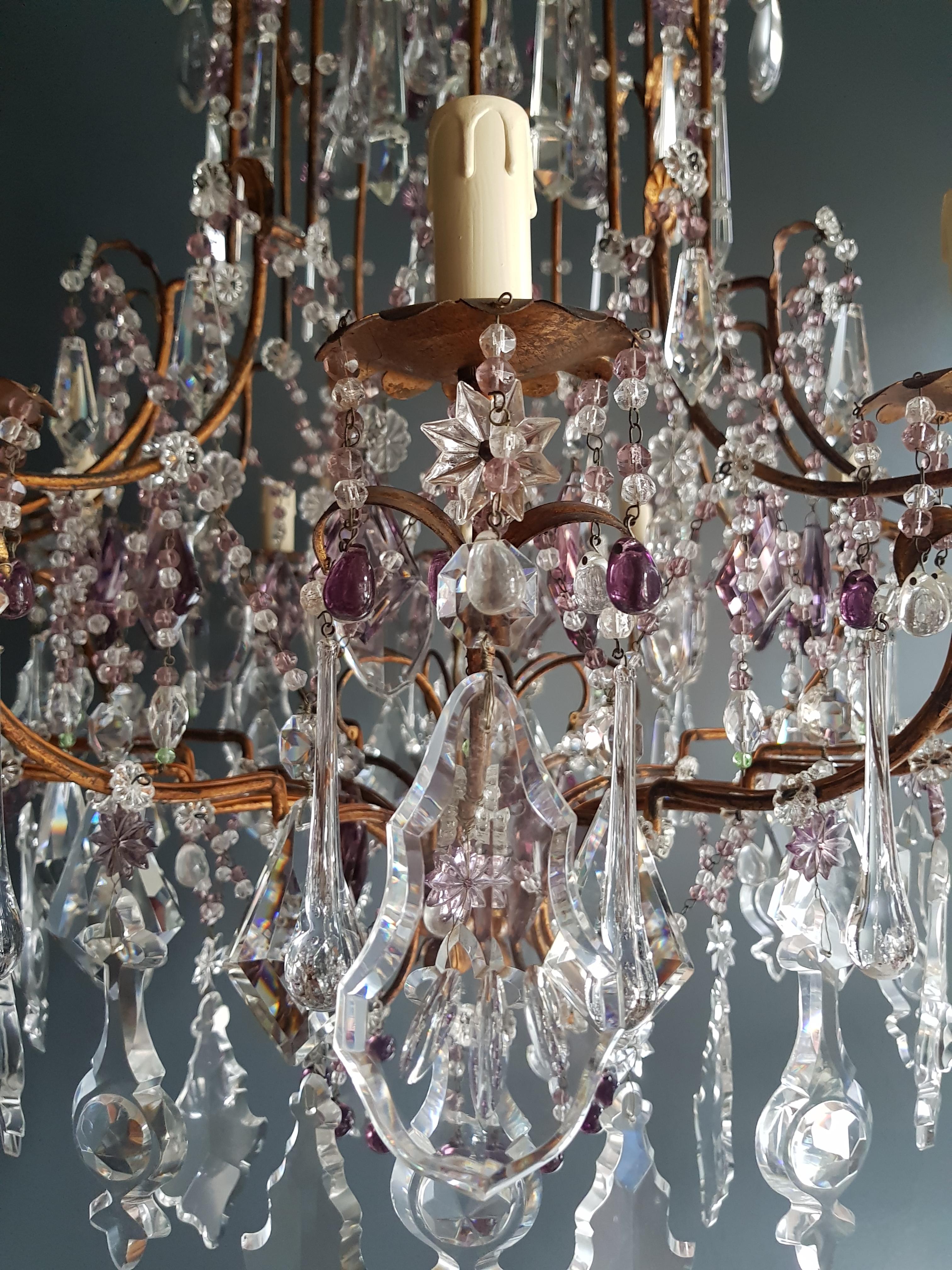 Antique Crystal Chandelier Ceiling Lamp Murano Florentiner Lustre Art Nouveau 1