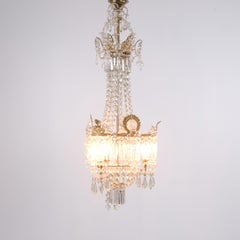 Lampadario antico in cristallo e bronzo dorato con decorazioni in stile Louvre, anni '90 del XIX secolo