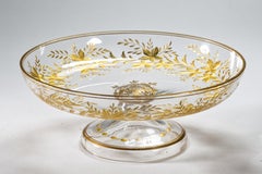 Antique Crystal Cut Gilded Tazza Footed Bowl, attrb to Josephinenhutte