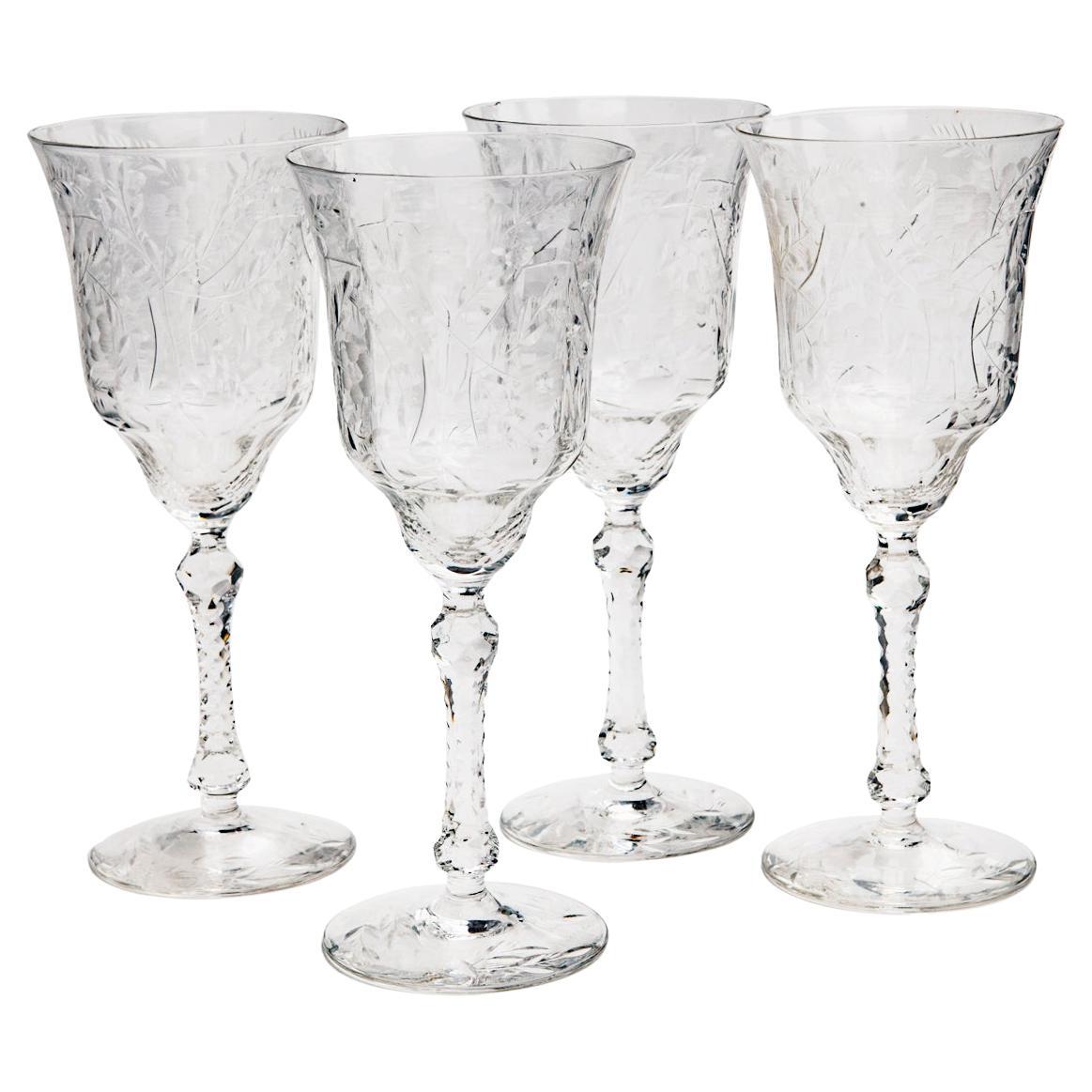 Copas antiguas de cristal tallado; set /4
