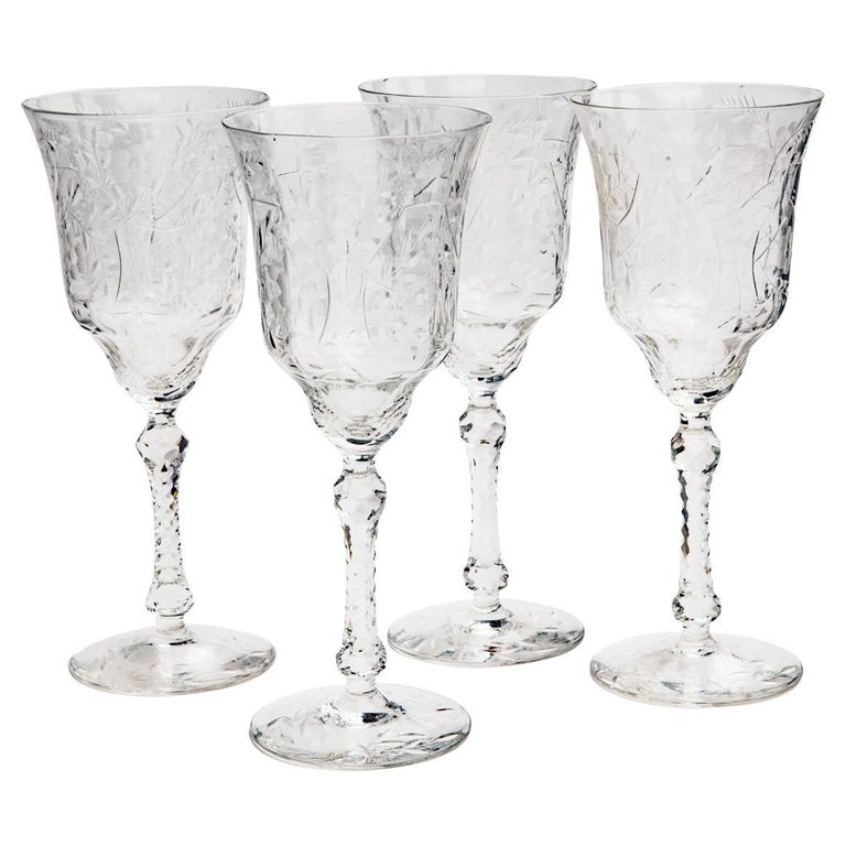 Antique Crystal Cut Glass Goblets; set /4