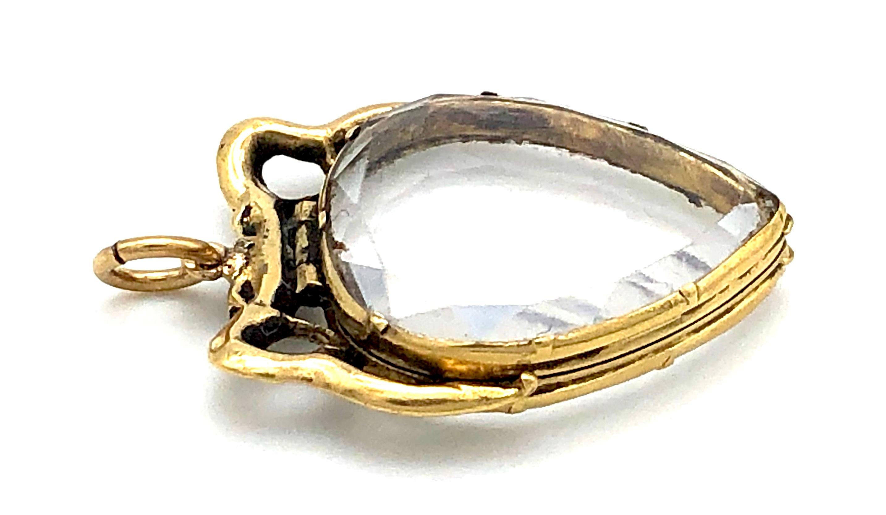 Antique Love Friendship Heart Garnet Gold Enamel Pendant Locket George II  In Excellent Condition In Munich, Bavaria