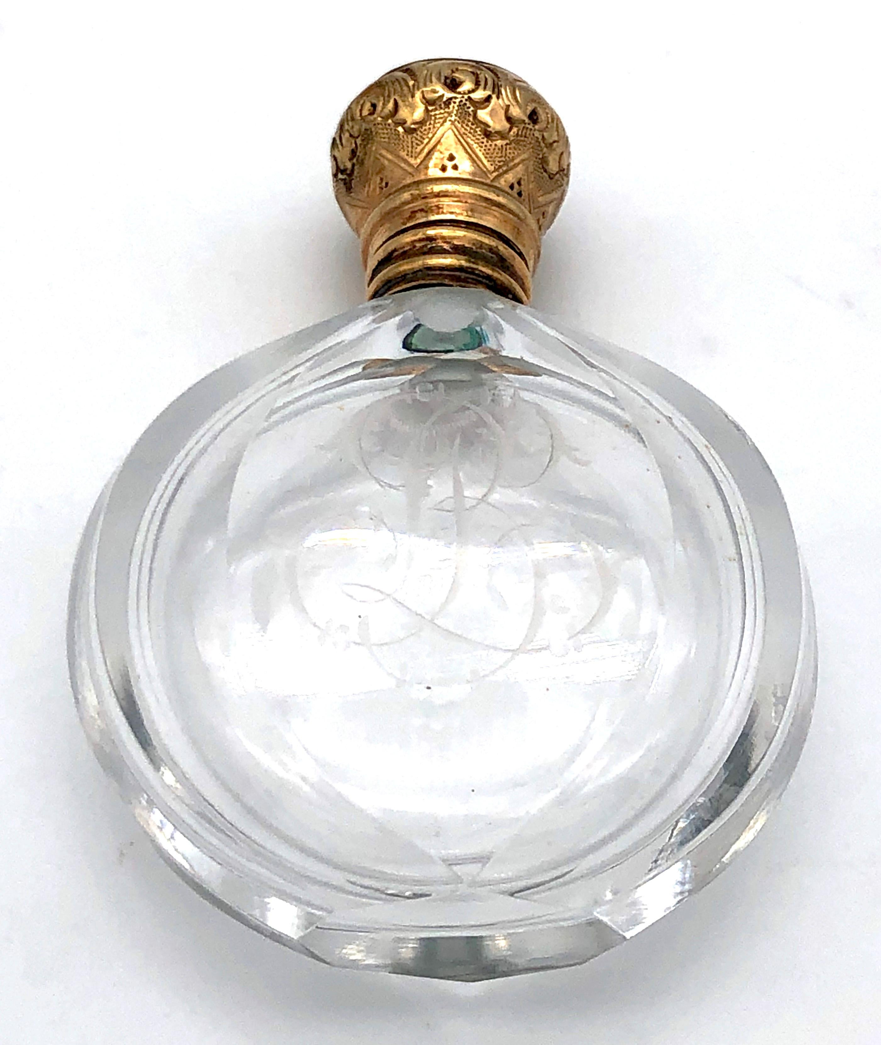 De las mujeres Antigua Botella de Perfume de Cristal de Oro de la Época Victoriana Temprana