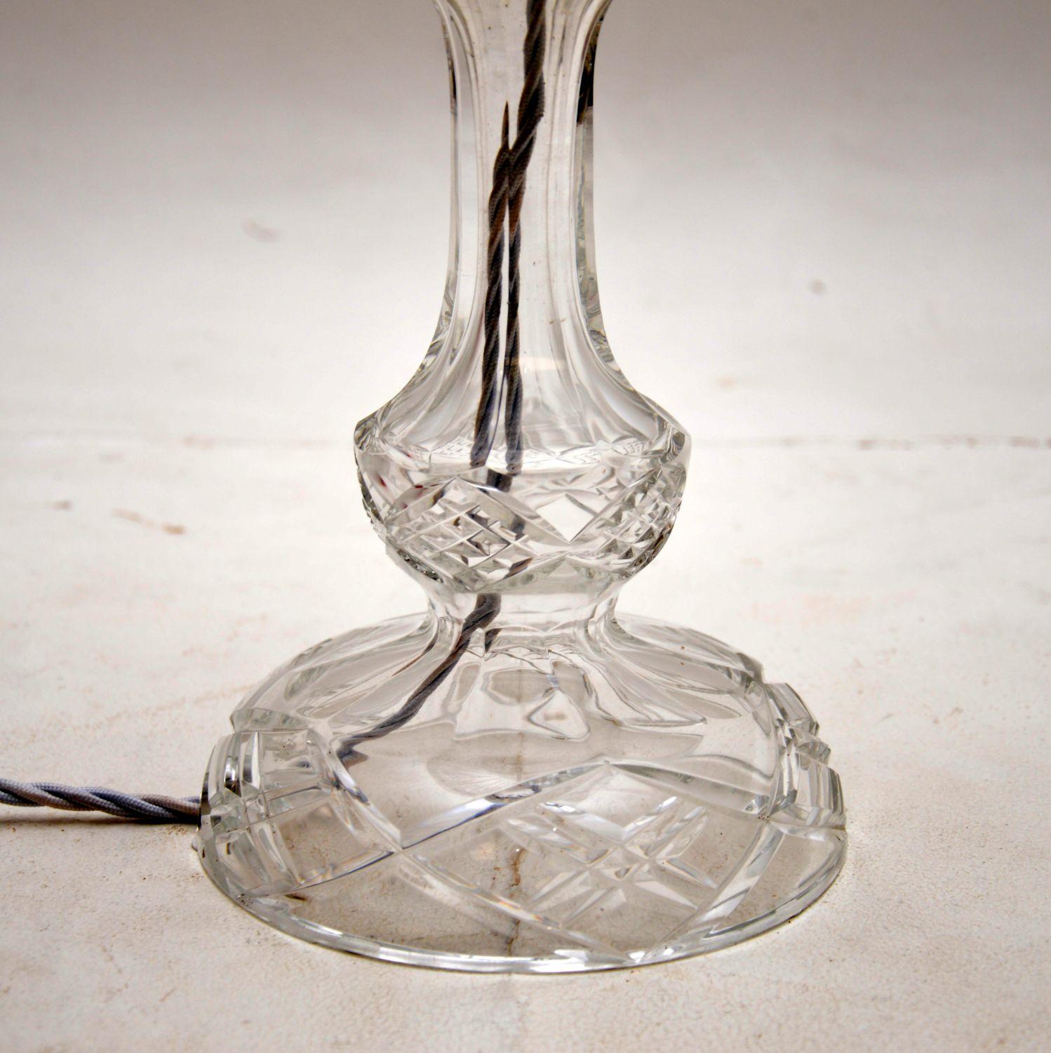 Art Nouveau Antique Crystal Glass Table Lamp For Sale