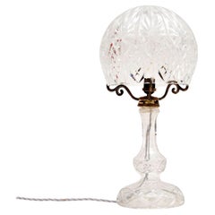 Lampe de table ancienne en verre de cristal