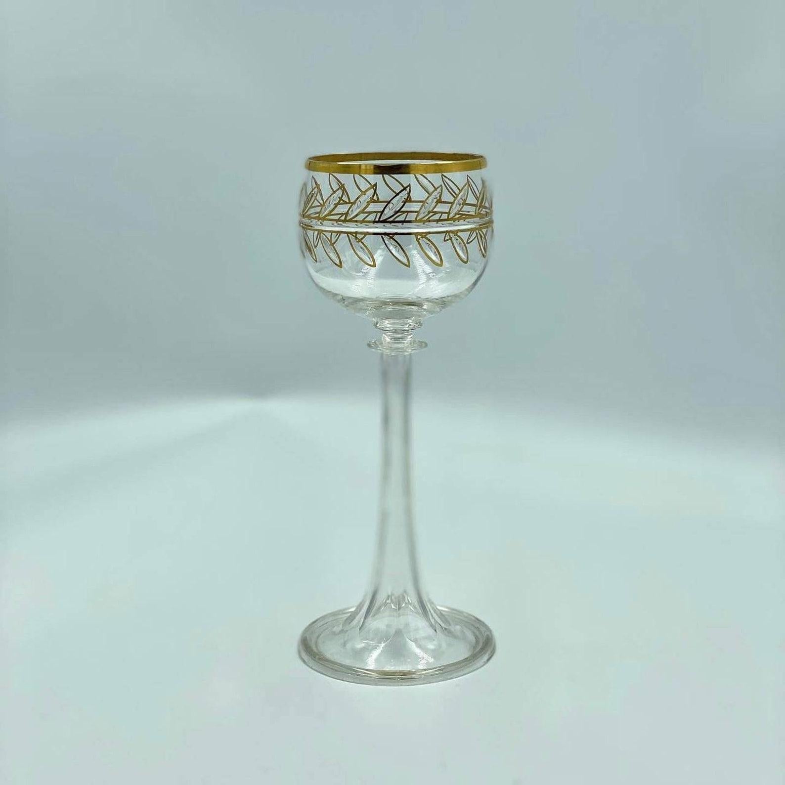 French Antique Crystal Glasses With 24K gold  Amazing Rare Set Of Crystal Glasses For Sale