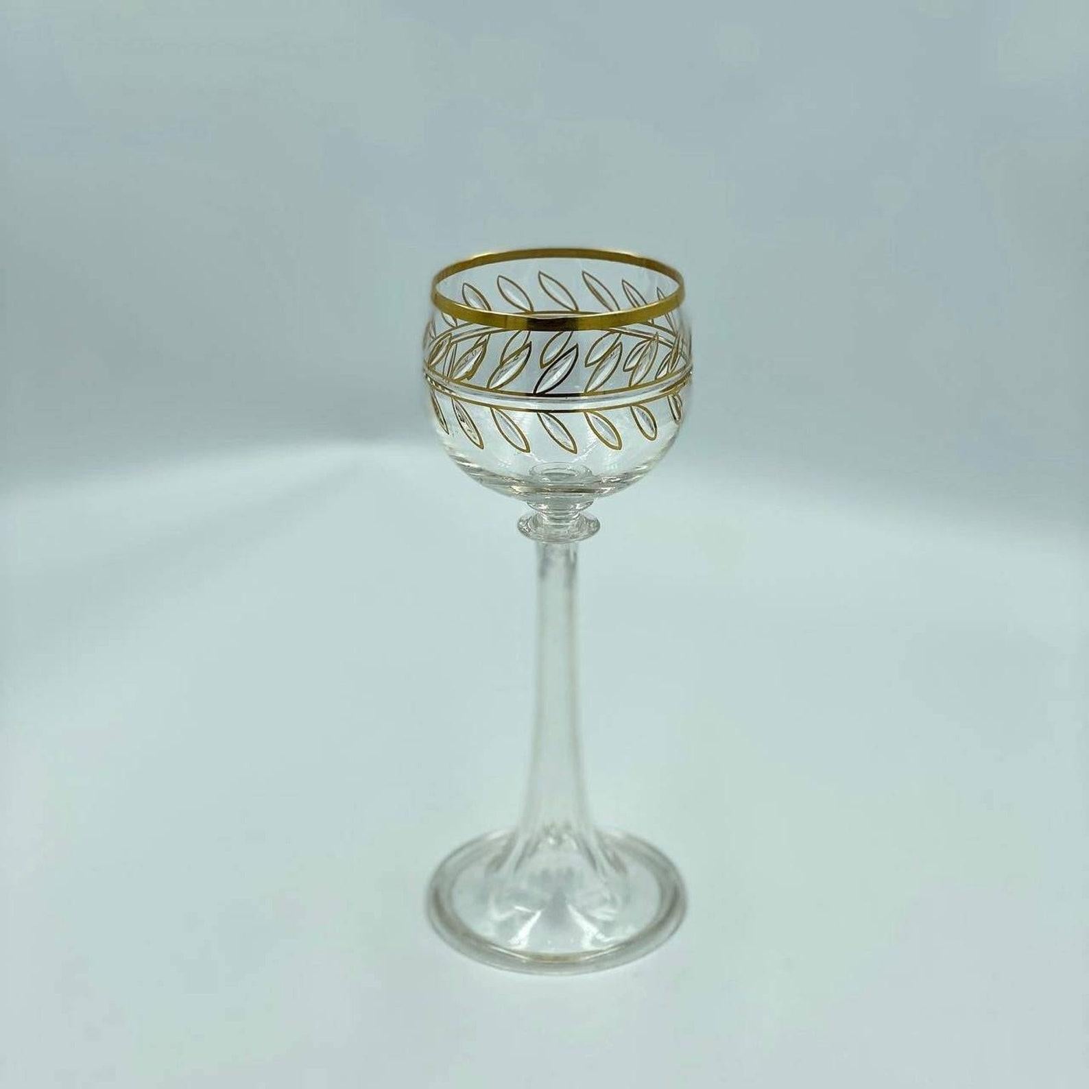 20th Century Antique Crystal Glasses With 24K gold  Amazing Rare Set Of Crystal Glasses For Sale