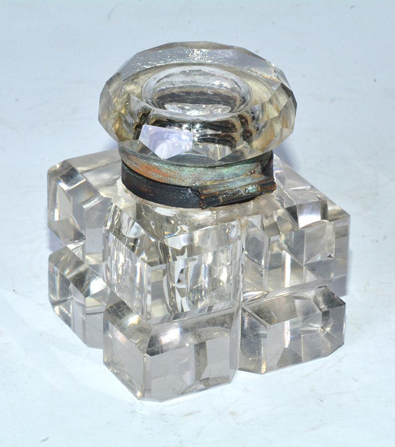 antique glass inkwell