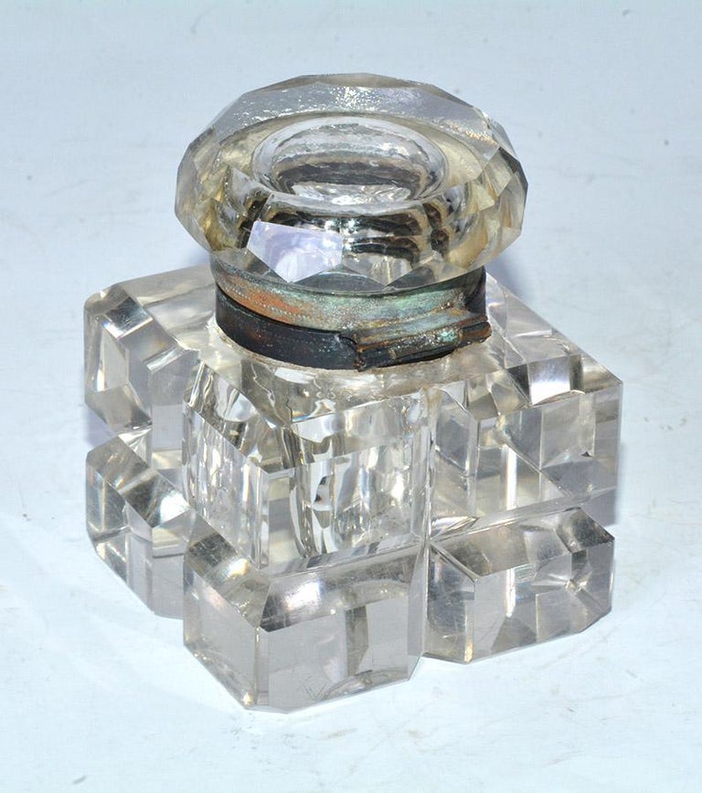 Antique Crystal Inkwell For Sale at 1stDibs | antique glass inkwells