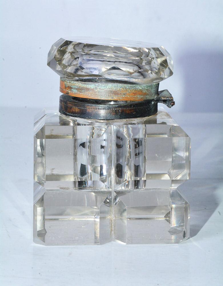 vintage glass inkwell