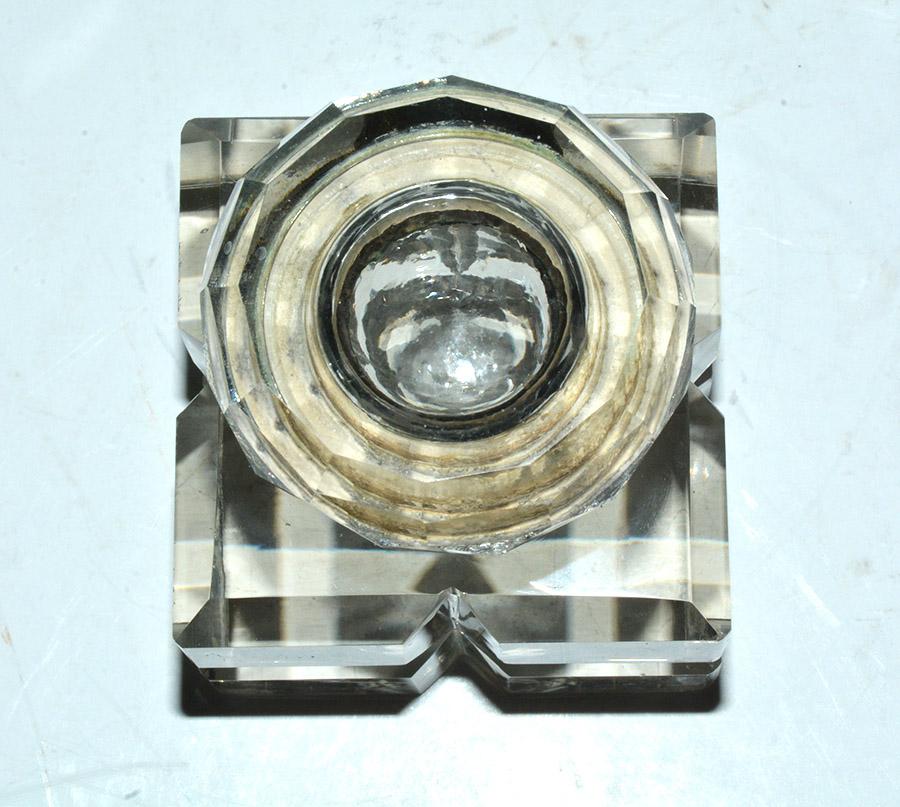 Victorian Antique Crystal Inkwell For Sale