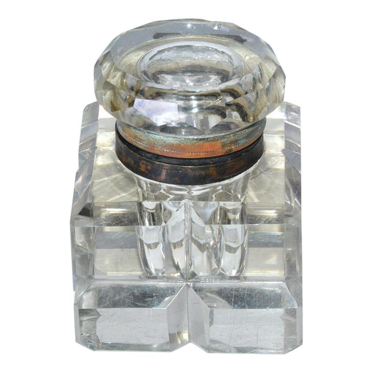 Antique Crystal Inkwell For Sale