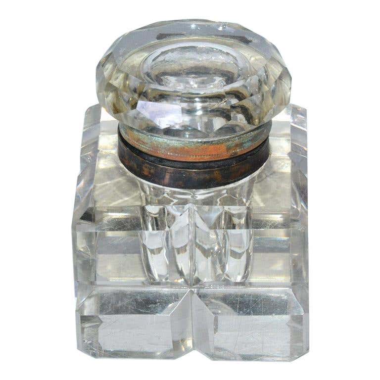 Antique Crystal Inkwell For Sale at 1stDibs | glass inkwells antique ...